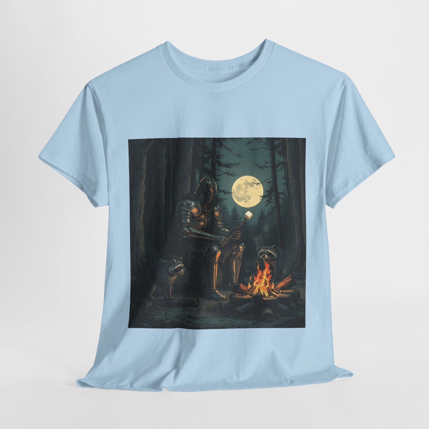 Vintage Comic Cover Knight Of Marshmallows Moonlit Campfire Unisex Tee