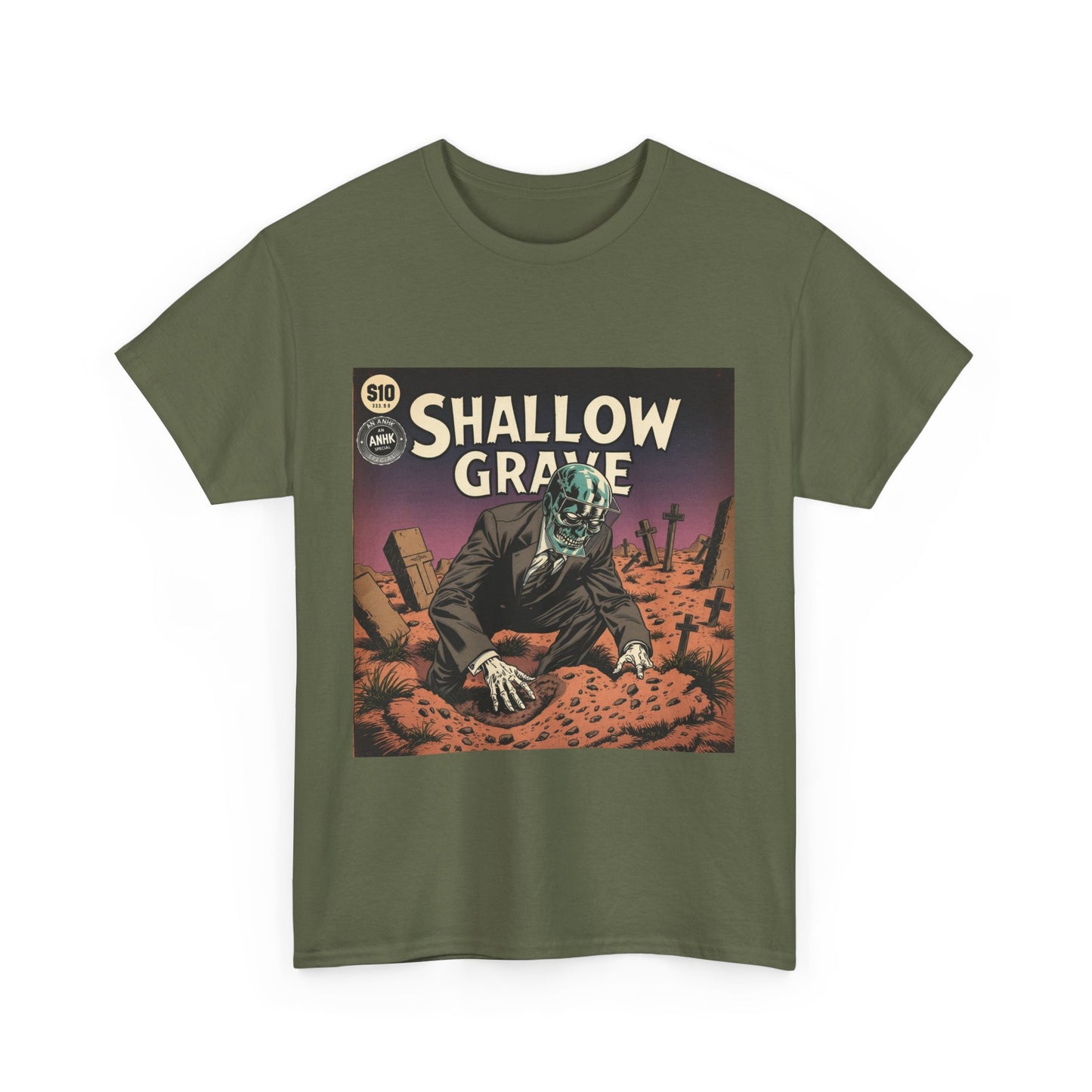 Vintage Comic Cover 'Shallow Grave' Horror Graphic Tee
