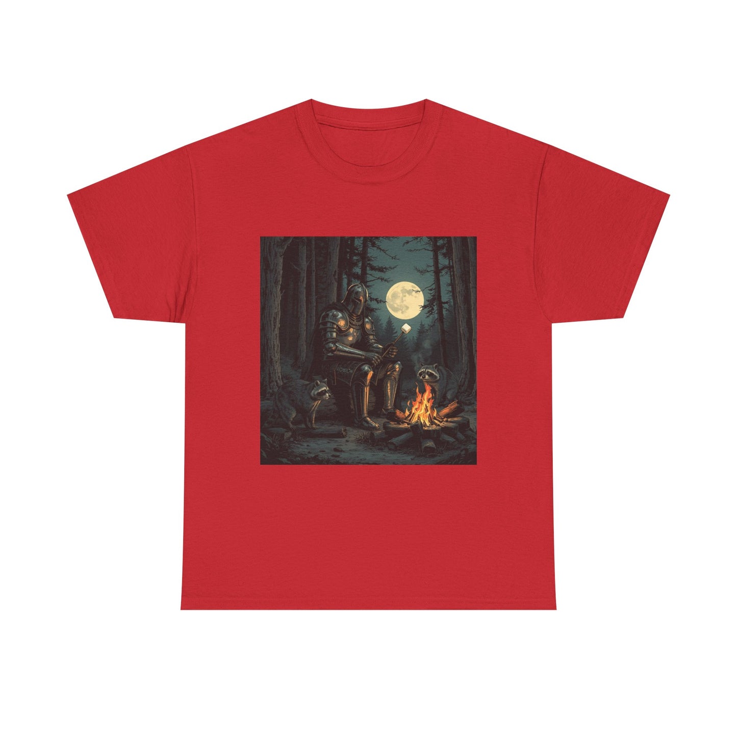 Vintage Comic Cover Knight Of Marshmallows Moonlit Campfire Unisex Tee