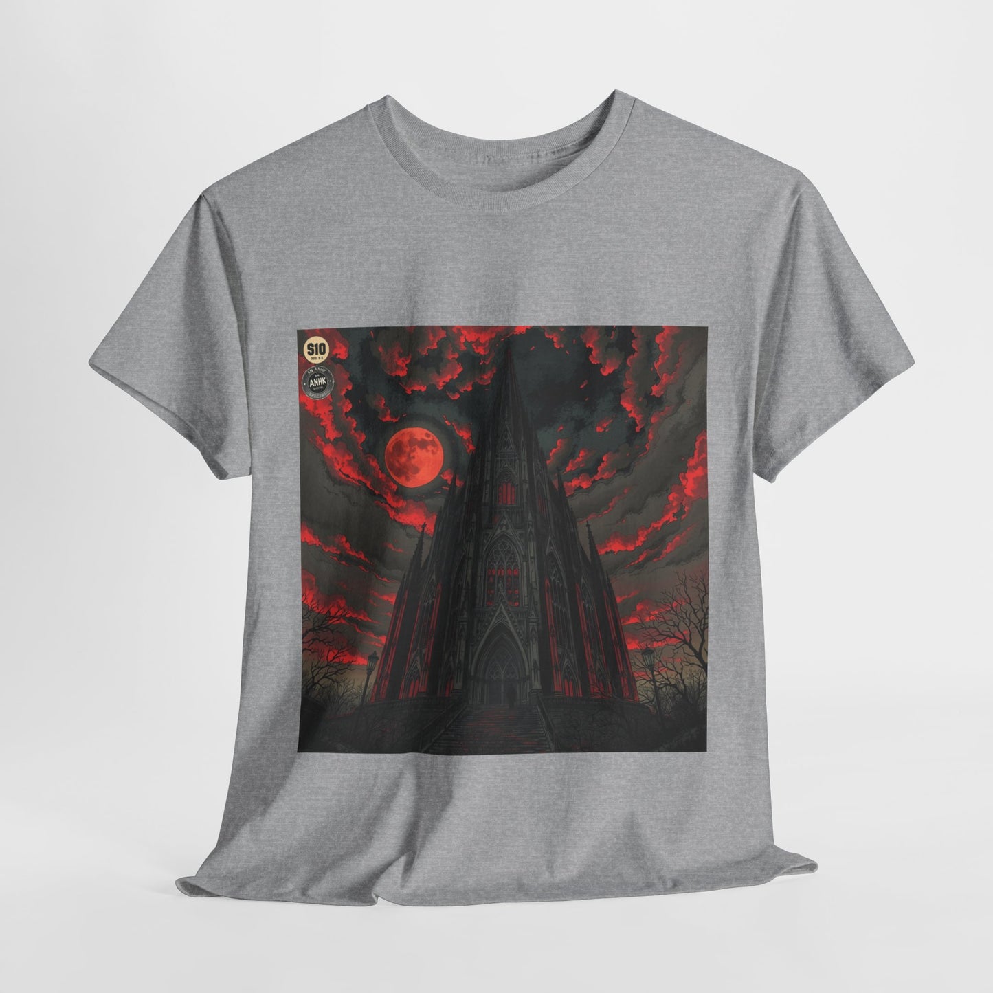 Gothic Cathedral Comic Cover Art Unisex Heavy Cotton Tee