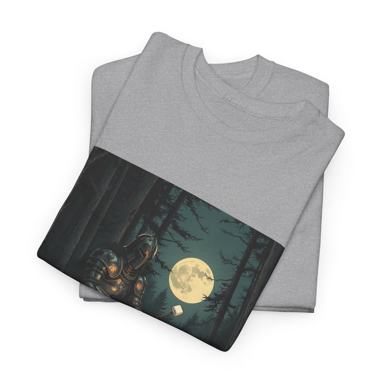 Vintage Comic Cover Knight Of Marshmallows Moonlit Campfire Unisex Tee