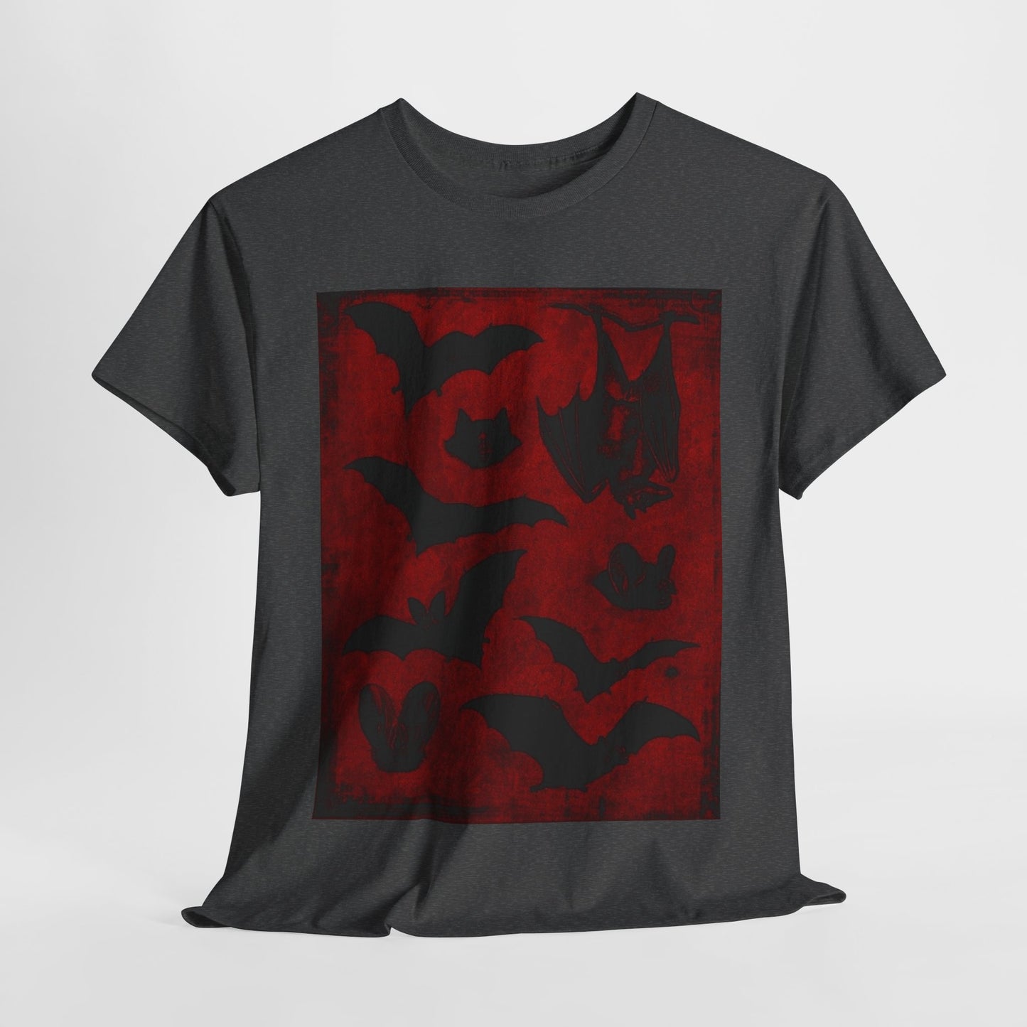 Moody Tee Gothic Bat Print Unisex Heavy Cotton Tee