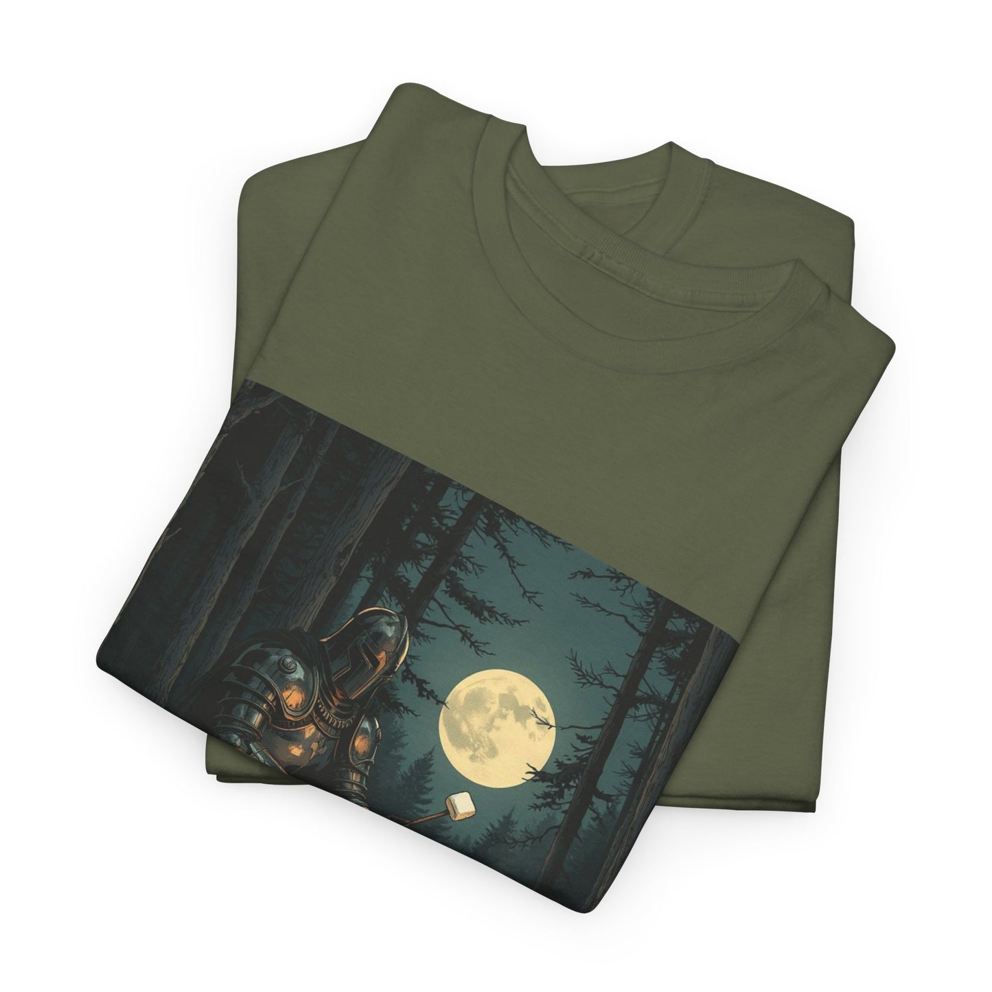 Vintage Comic Cover Knight Of Marshmallows Moonlit Campfire Unisex Tee