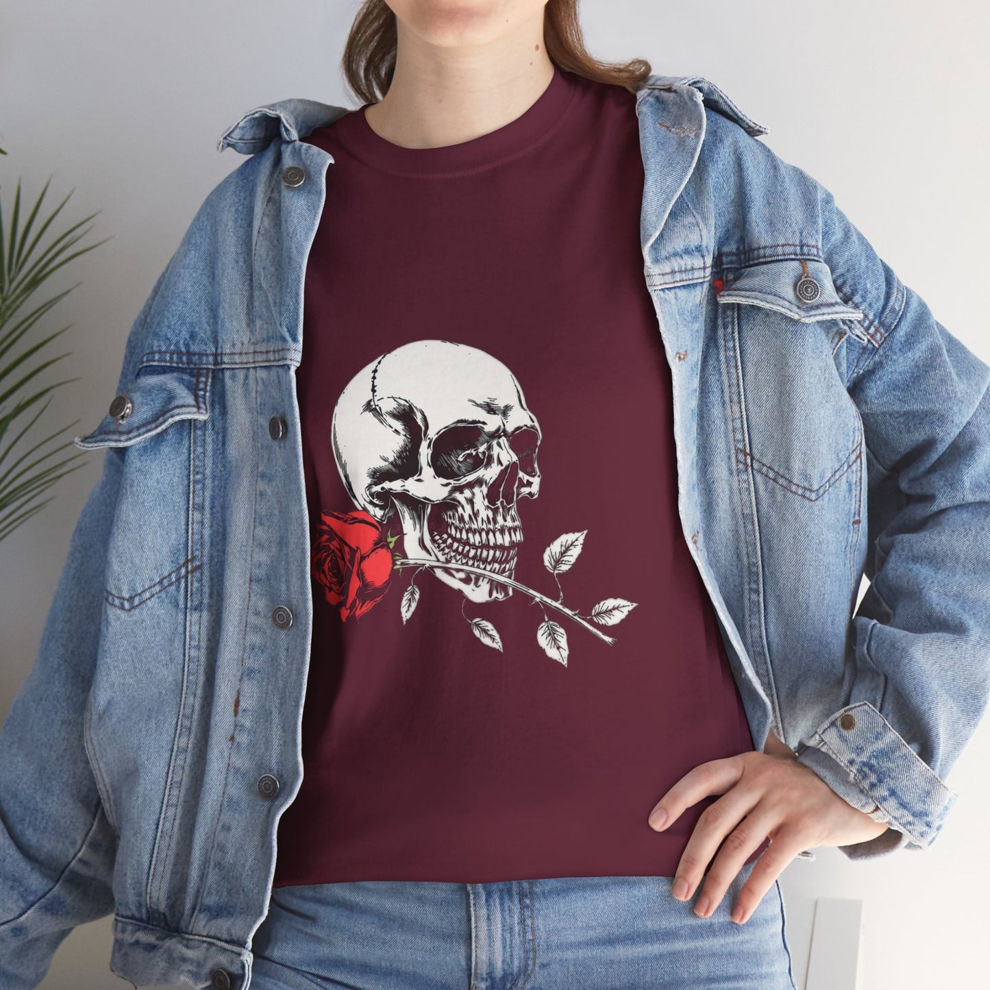 Skelly Goth Skull And Rose Unisex Heavy Cotton Tee
