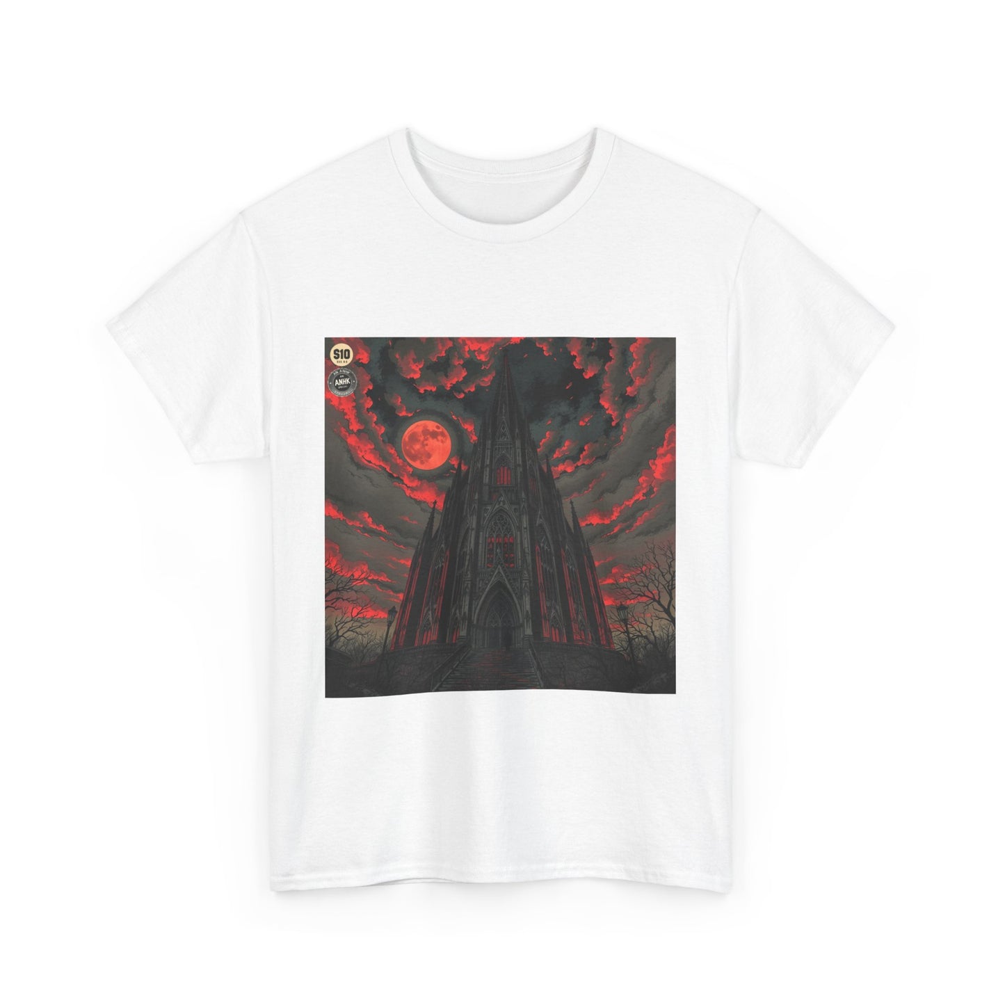 Gothic Cathedral Comic Cover Art Unisex Heavy Cotton Tee