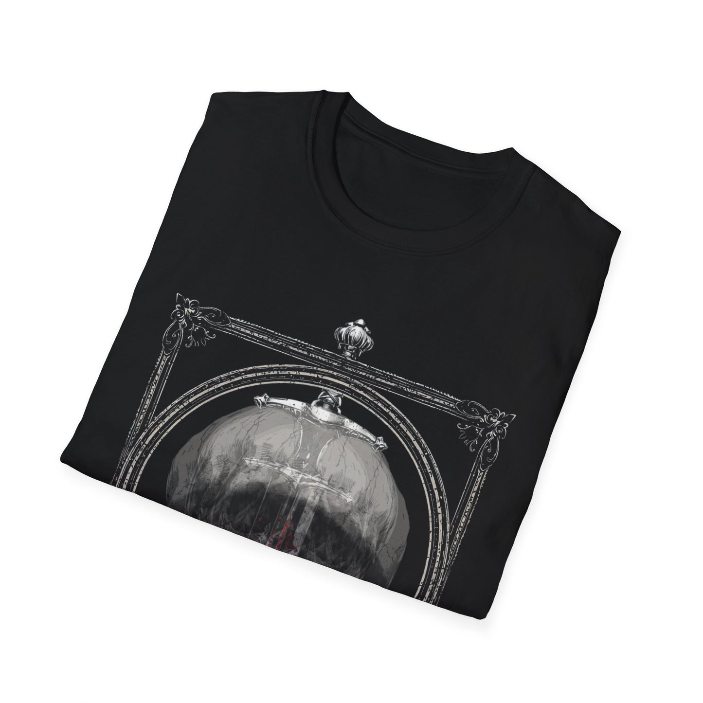 Skelly Goth Franed Sword Through Skull Graphic Tee