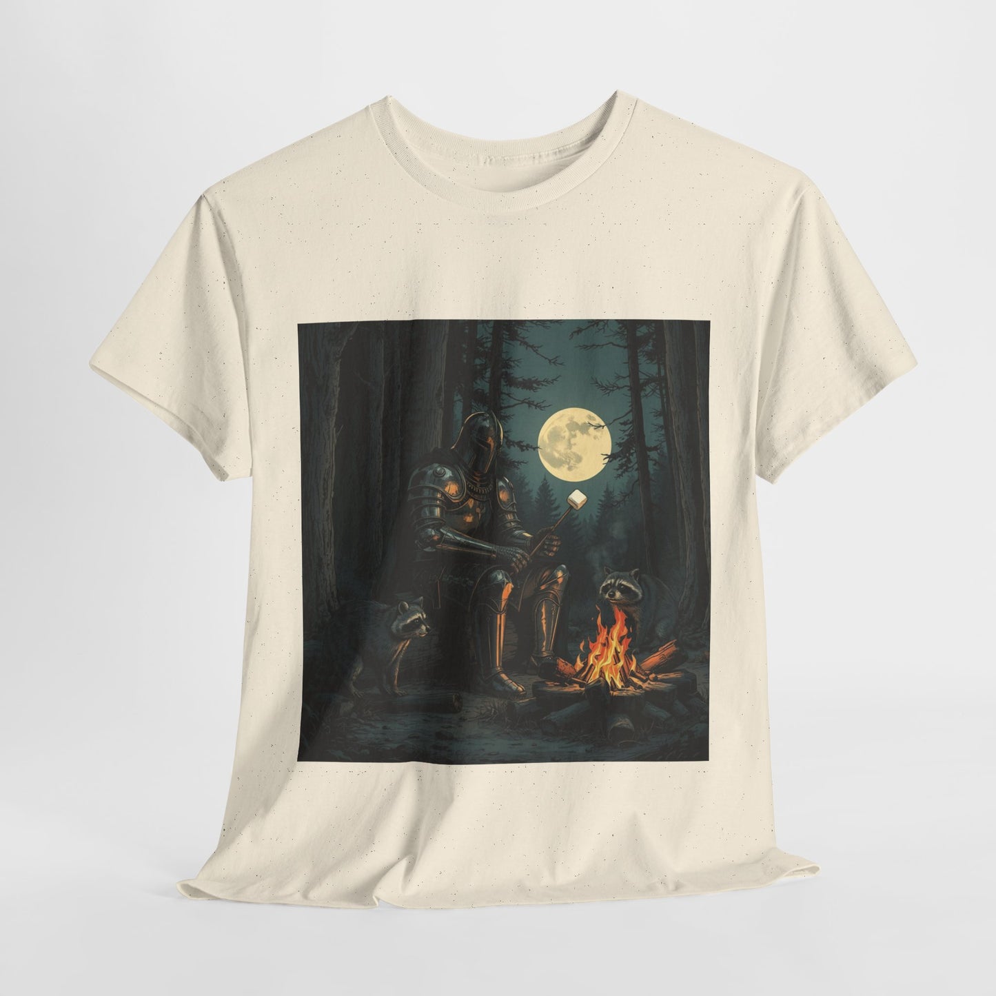 Vintage Comic Cover Knight Of Marshmallows Moonlit Campfire Unisex Tee