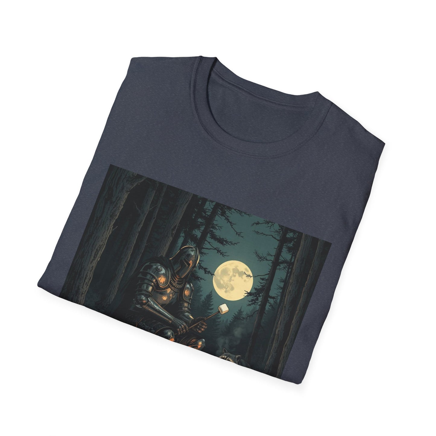 Vintage Comic Cover Knight And Racoon Moonlit Campfire Unisex T-Shirt