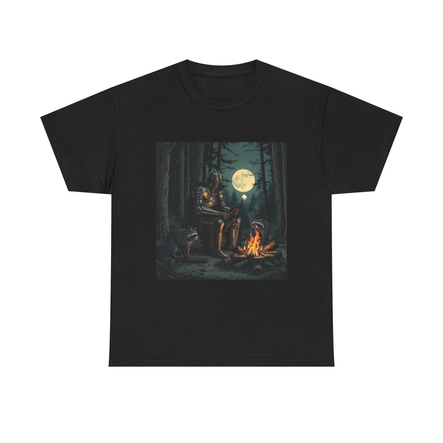 Vintage Comic Cover Knight Of Marshmallows Moonlit Campfire Unisex Tee