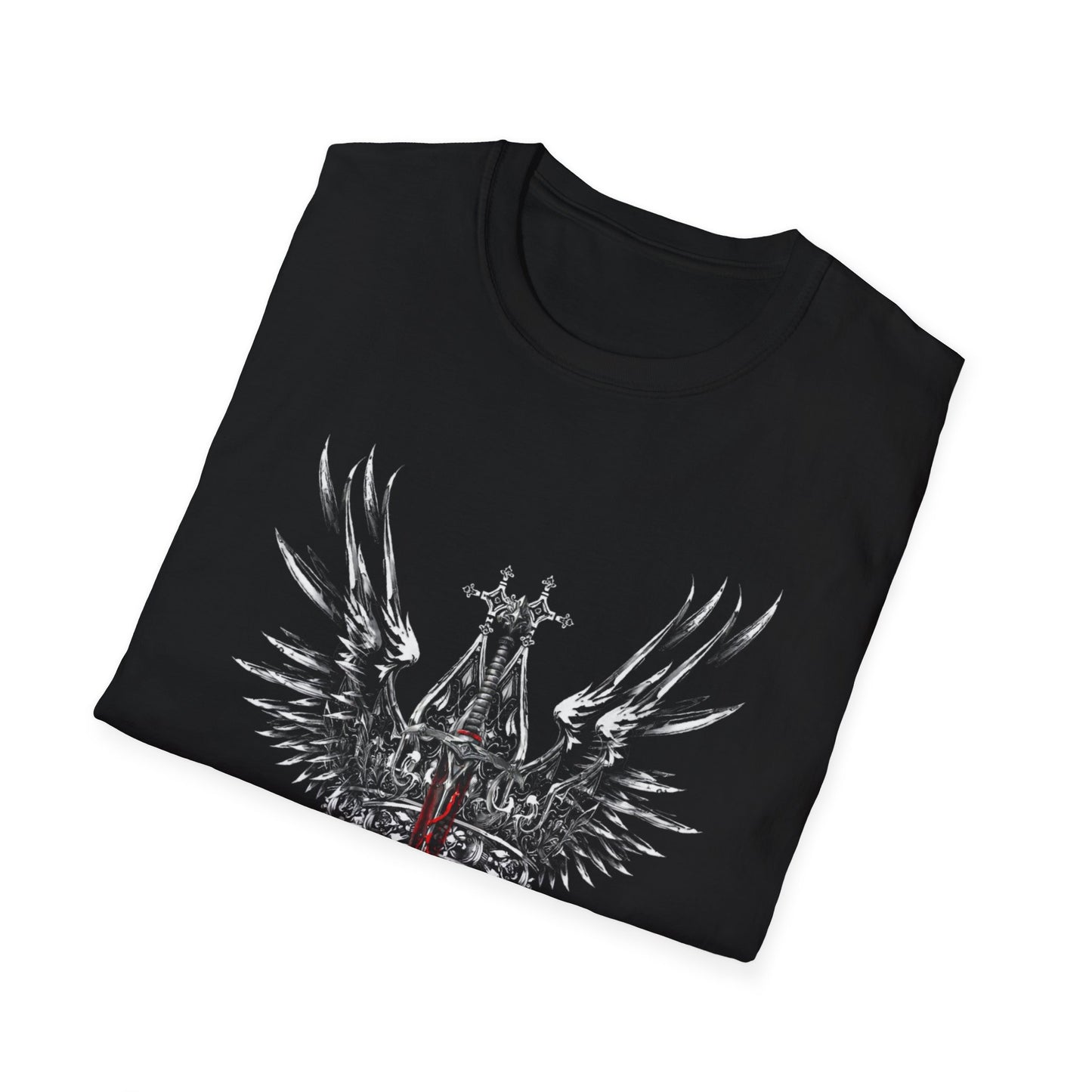Gothic Y2k Unisex Softstyle T-Shirt with Edgy Sword Design