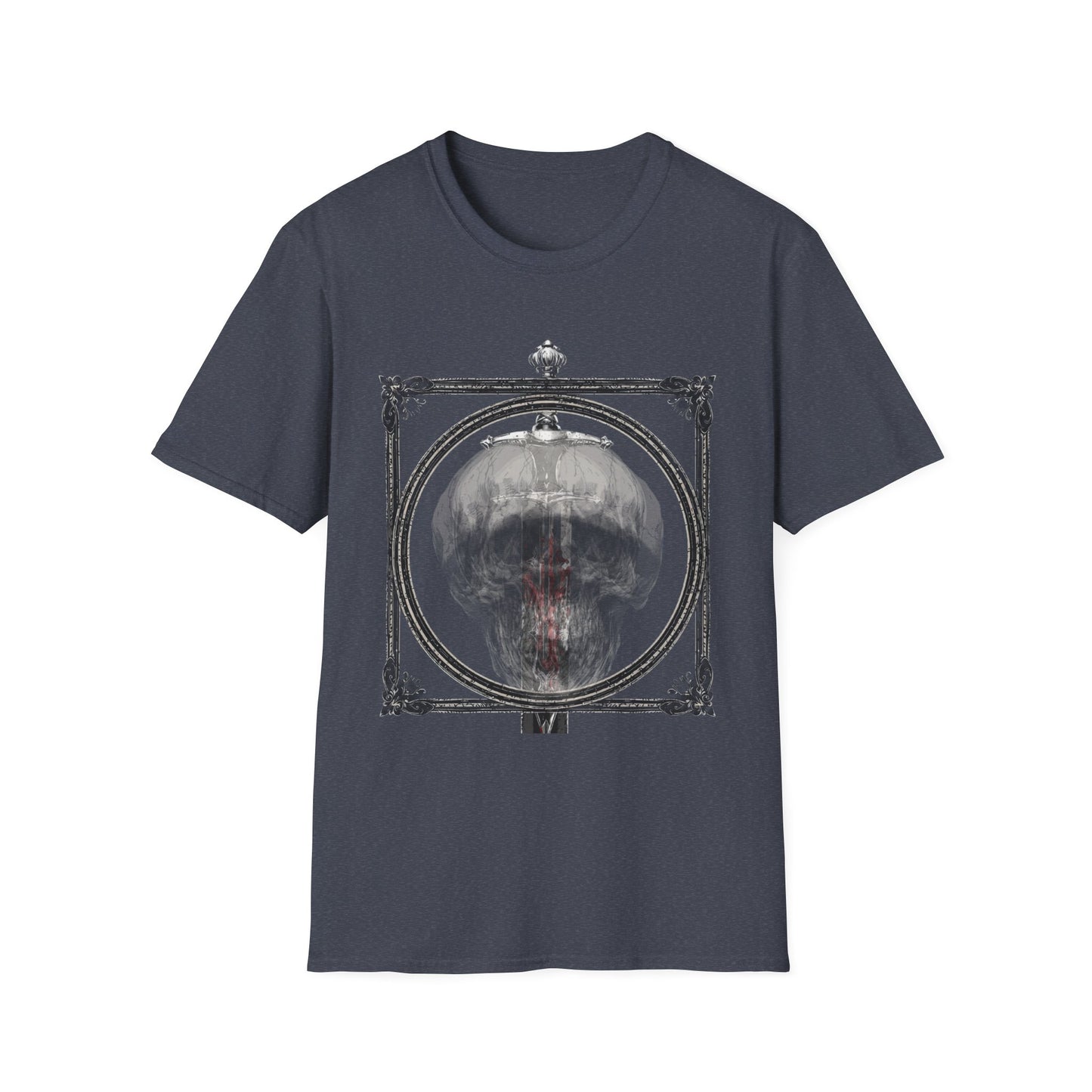 Skelly Goth Franed Sword Through Skull Graphic Tee