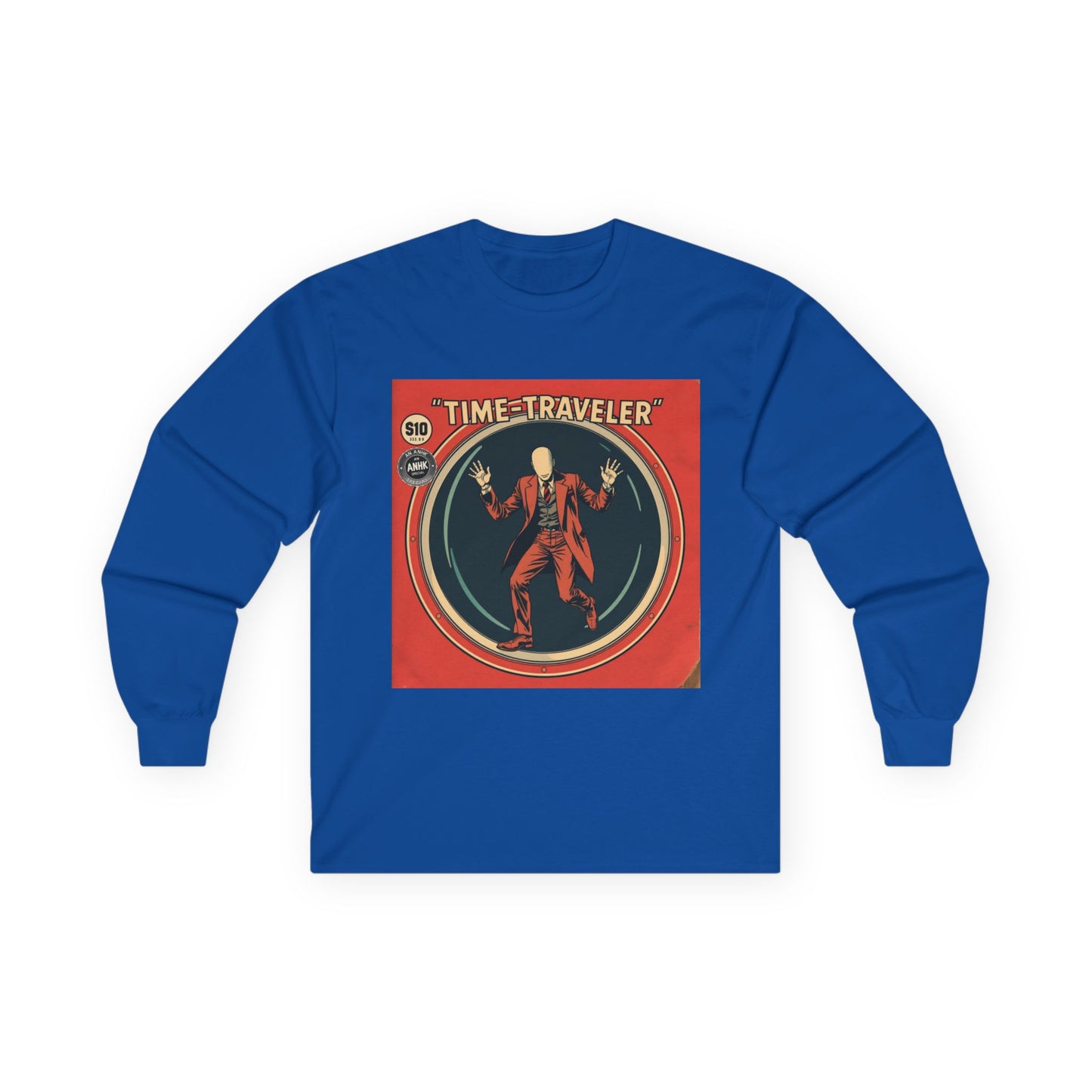 Vintage Comic Cover 'Time Traveler' Unisex Long Sleeve Tee