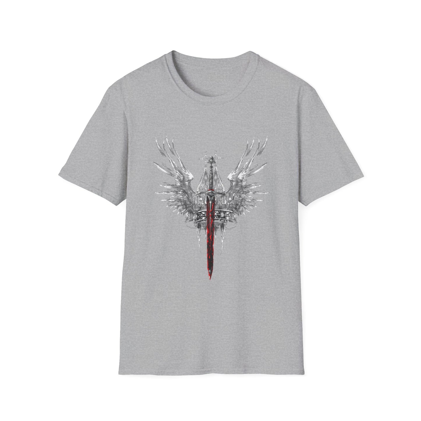 Gothic Y2k Unisex Softstyle T-Shirt with Edgy Sword Design