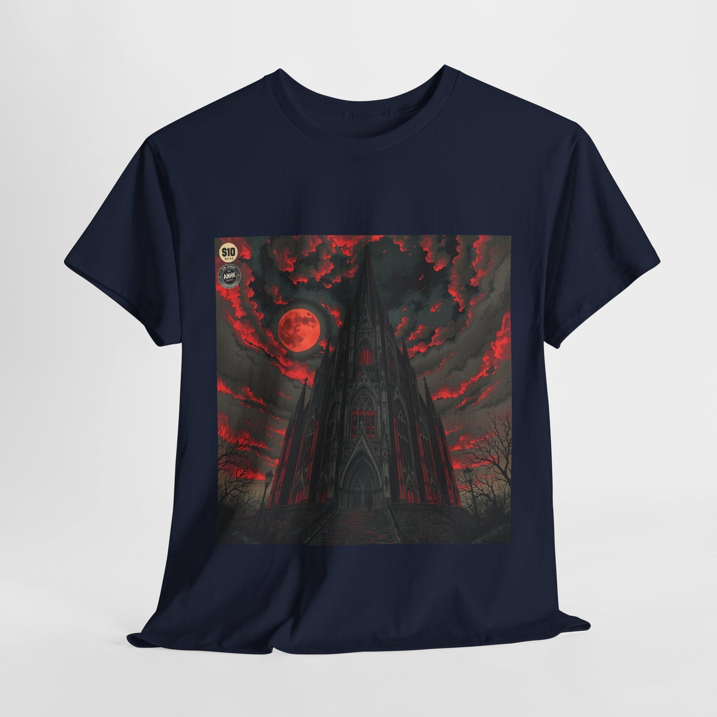 Gothic Cathedral Comic Cover Art Unisex Heavy Cotton Tee