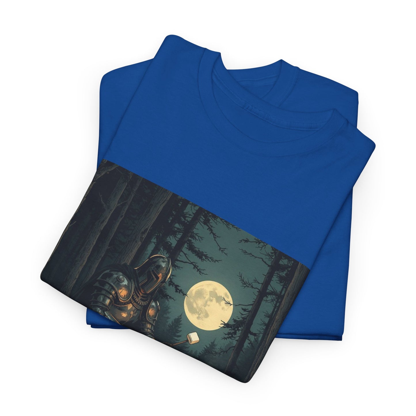 Vintage Comic Cover Knight Of Marshmallows Moonlit Campfire Unisex Tee