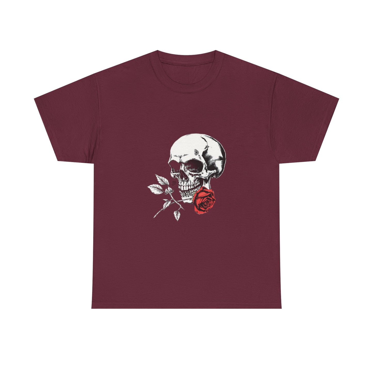 Skelly Goth Skull & Rose Tee - Unisex Heavy Cotton T-Shirt