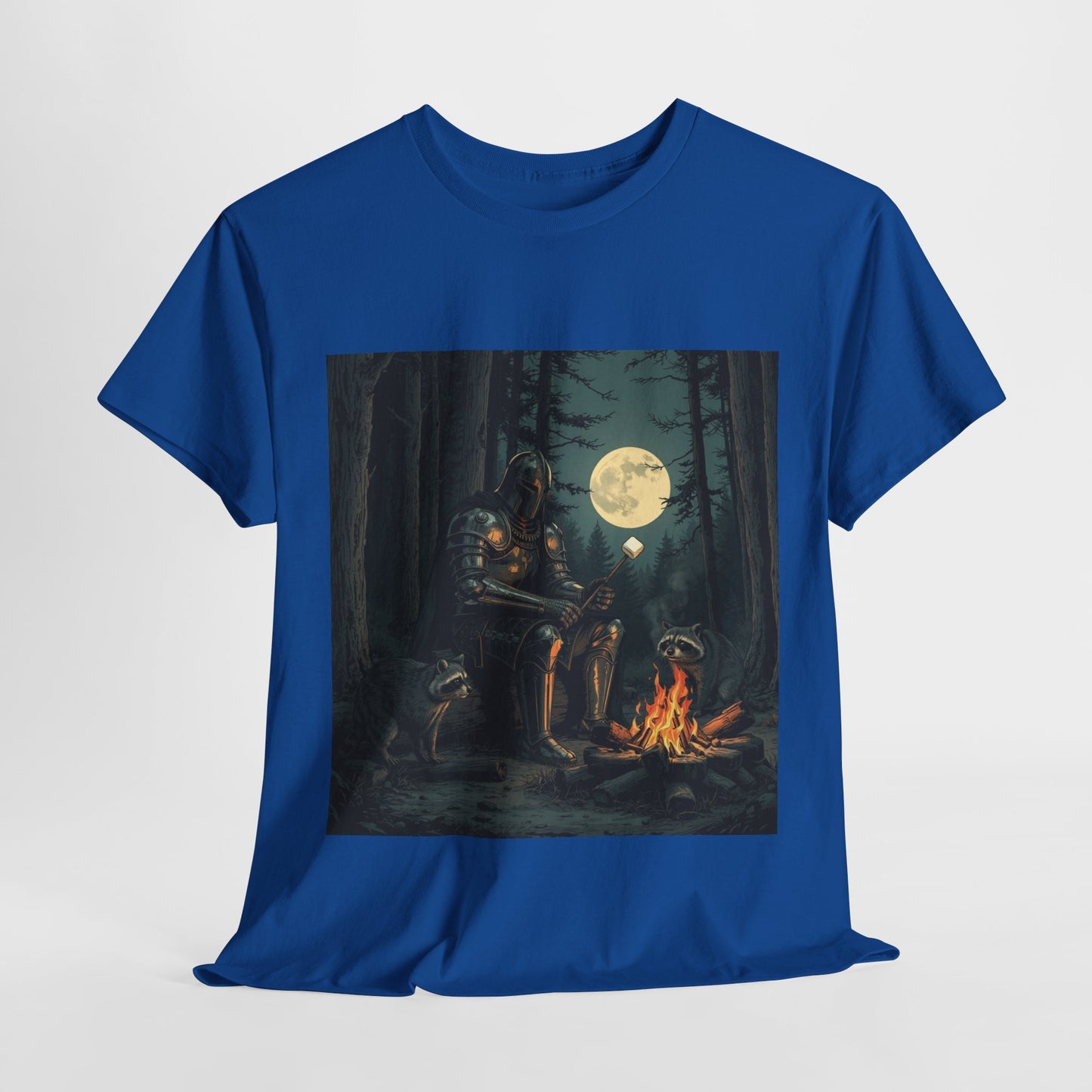 Vintage Comic Cover Knight Of Marshmallows Moonlit Campfire Unisex Tee