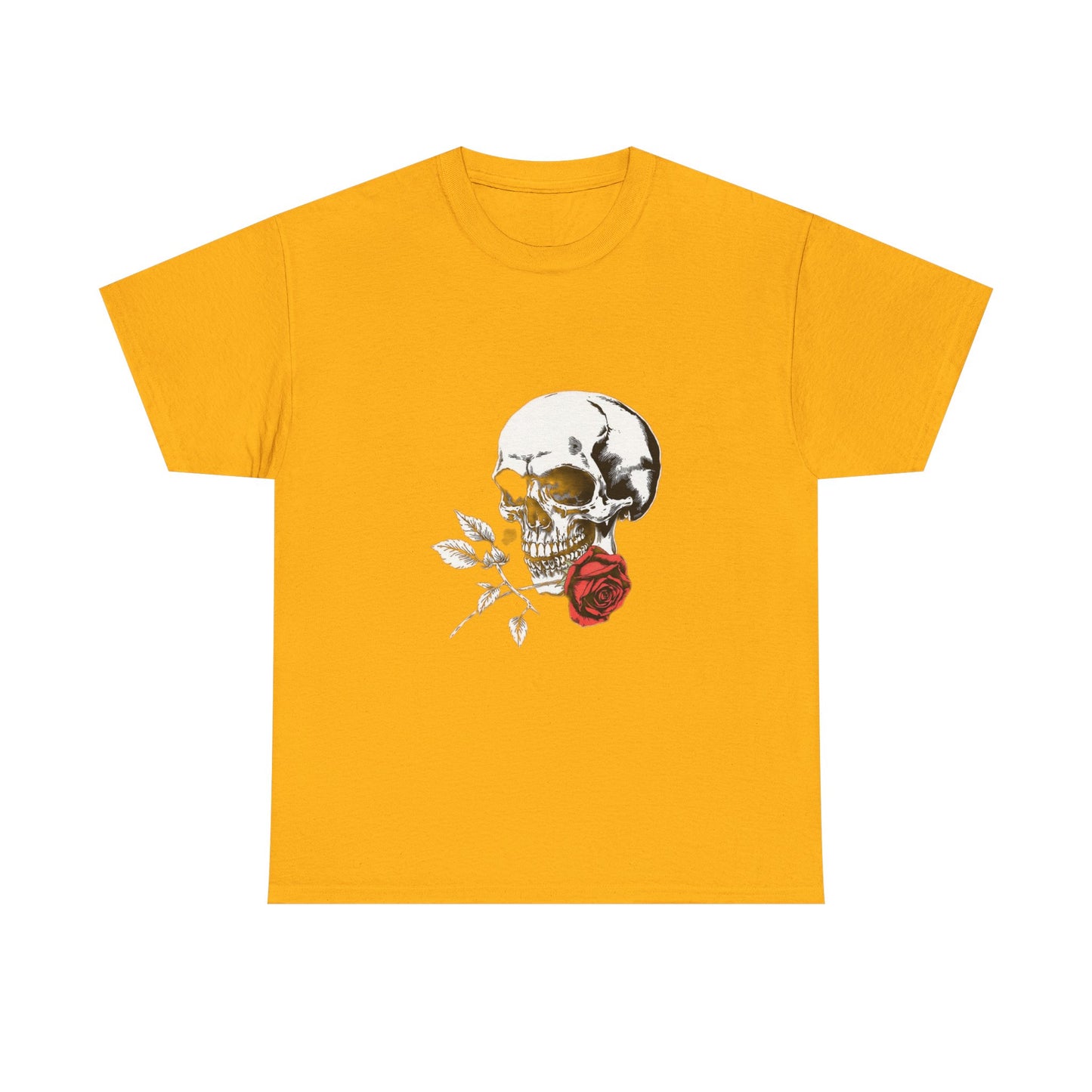 Skelly Goth Skull & Rose Tee - Unisex Heavy Cotton T-Shirt