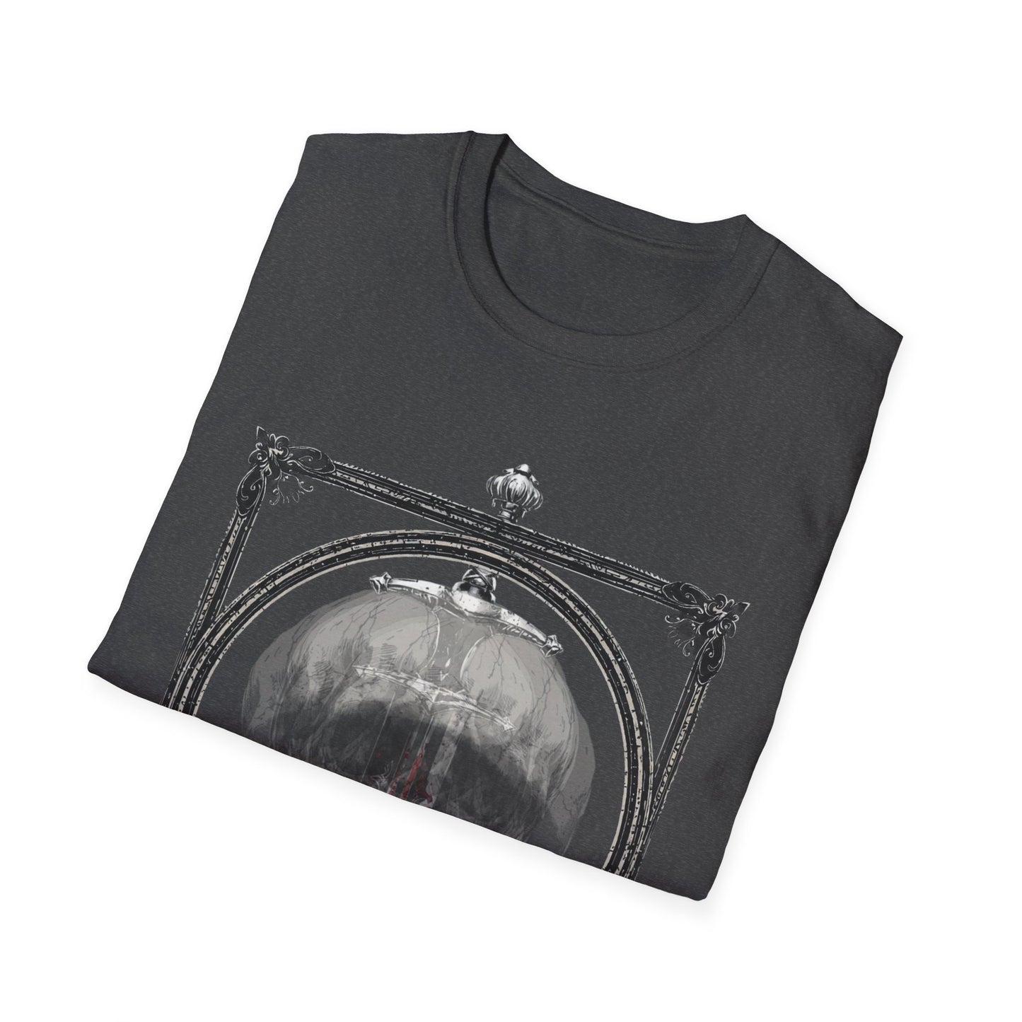 Skelly Goth Franed Sword Through Skull Graphic Tee
