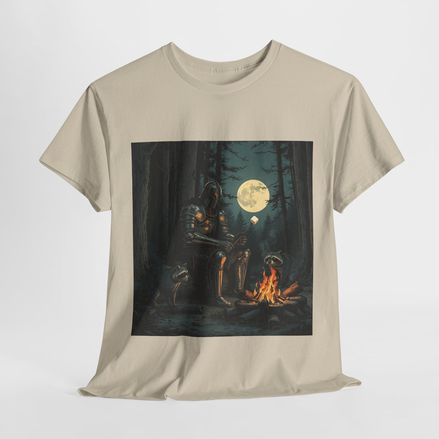 Vintage Comic Cover Knight Of Marshmallows Moonlit Campfire Unisex Tee