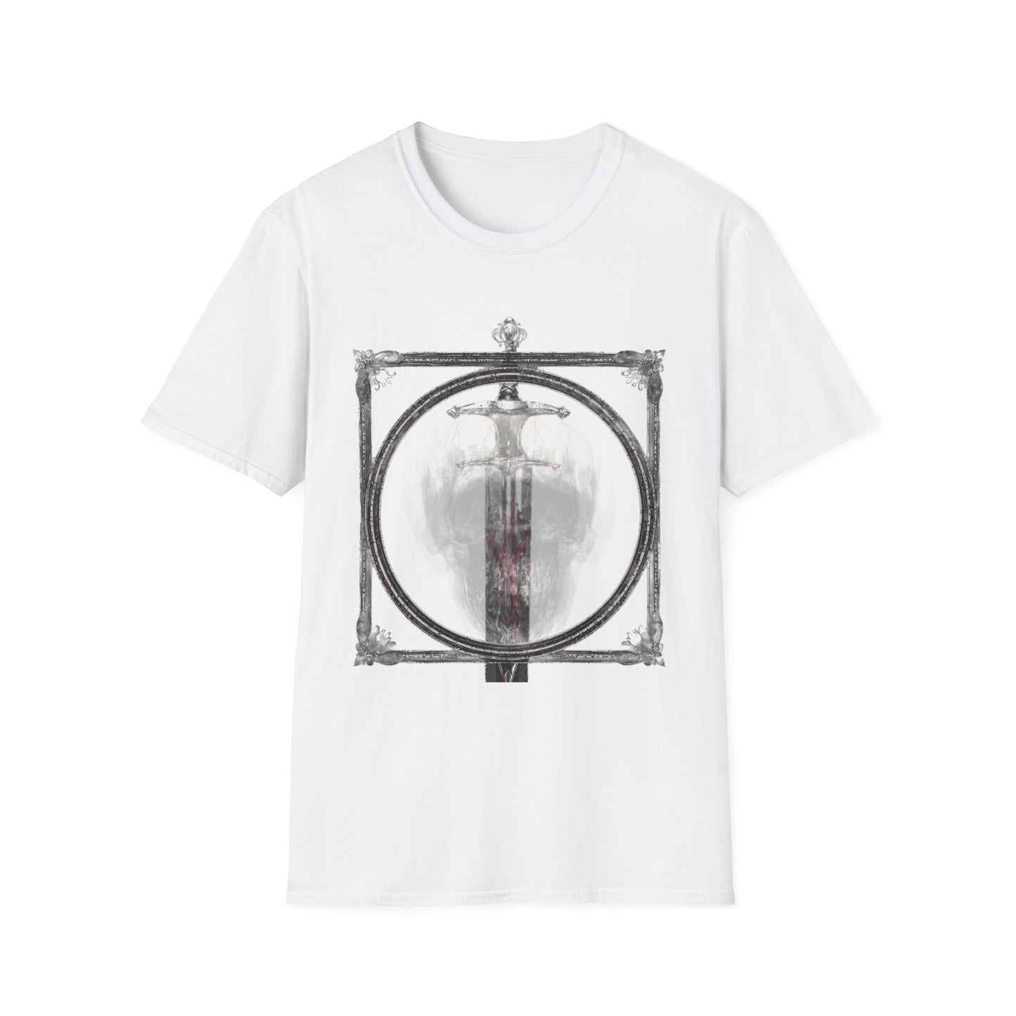 Skelly Goth Franed Sword Through Skull Graphic Tee