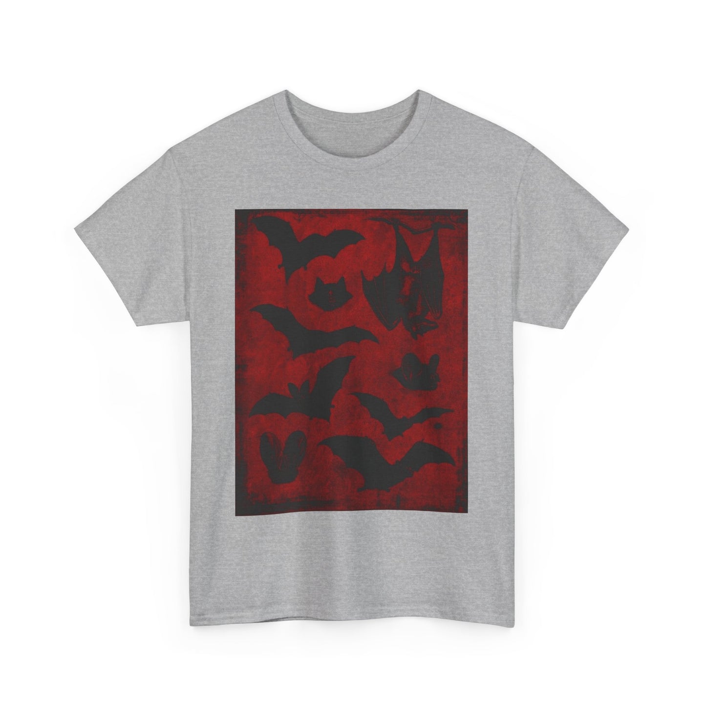 Moody Tee Gothic Bat Print Unisex Heavy Cotton Tee