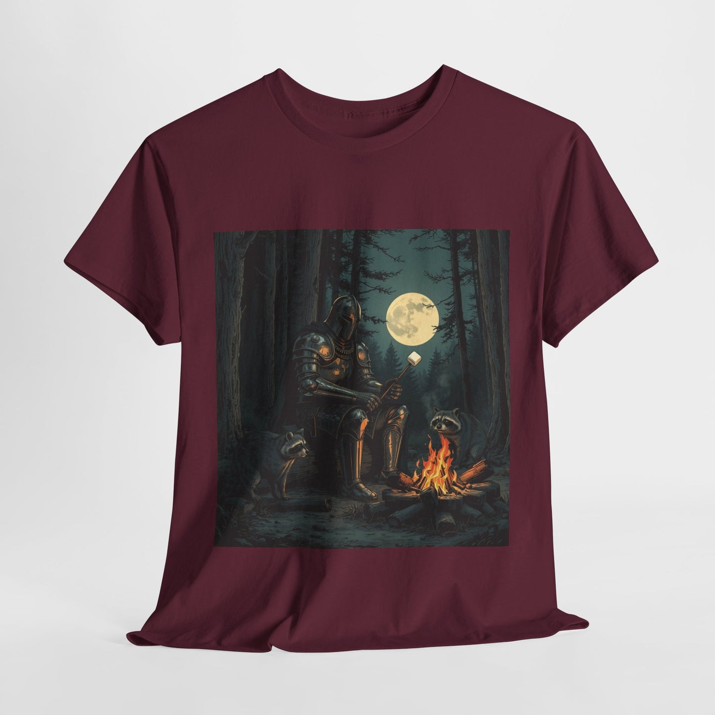 Vintage Comic Cover Knight Of Marshmallows Moonlit Campfire Unisex Tee
