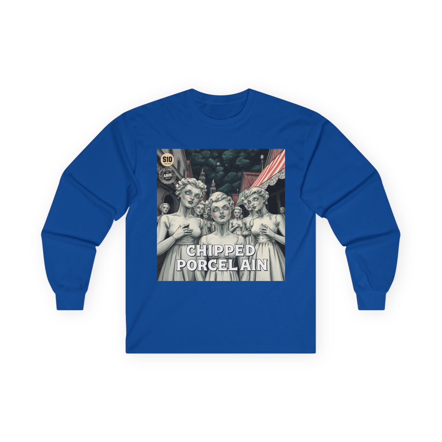 Vintage Comic Cover Chipped Porcelain Long Sleeve Tee