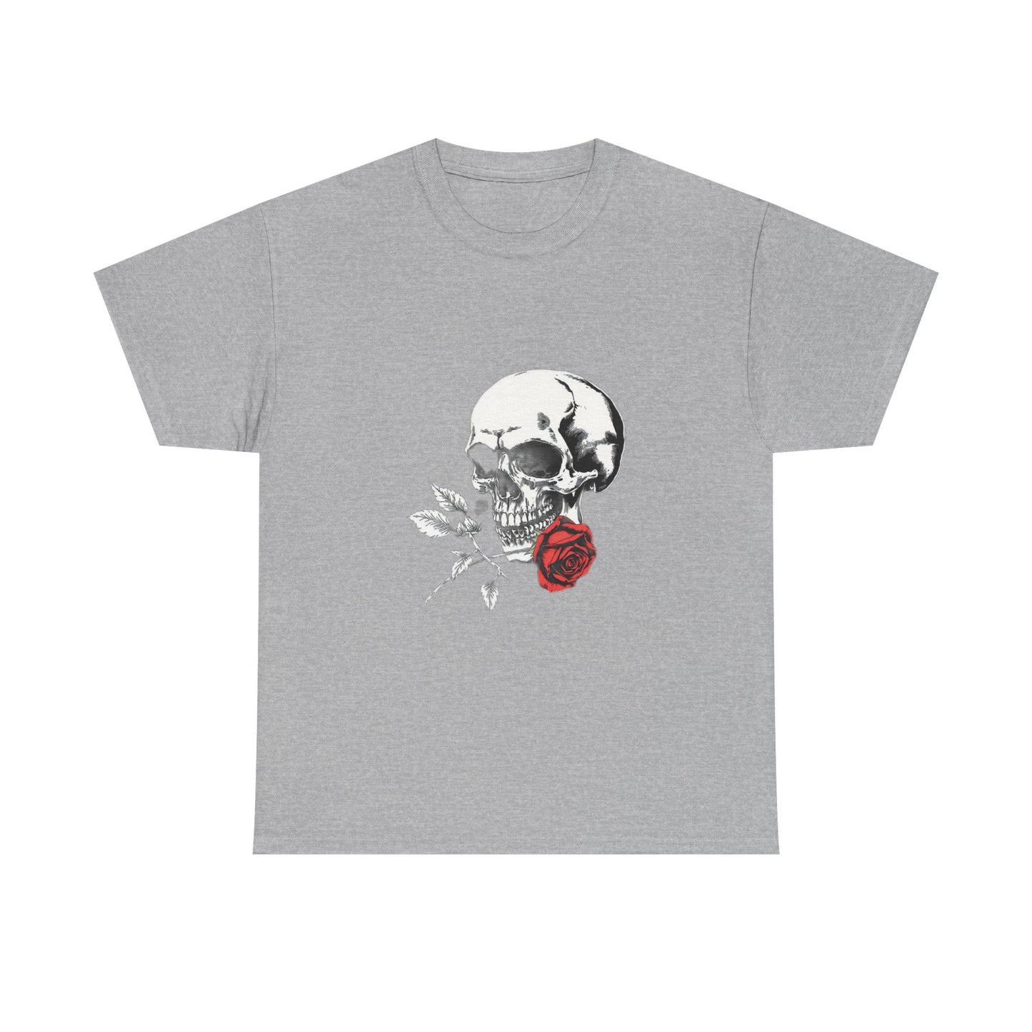 Skelly Goth Skull & Rose Tee - Unisex Heavy Cotton T-Shirt