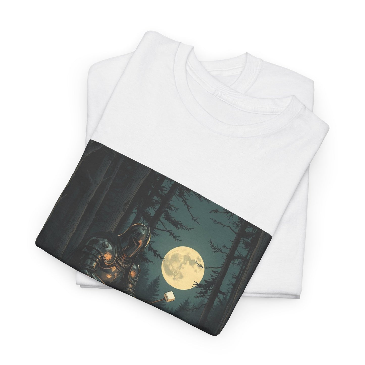 Vintage Comic Cover Knight Of Marshmallows Moonlit Campfire Unisex Tee