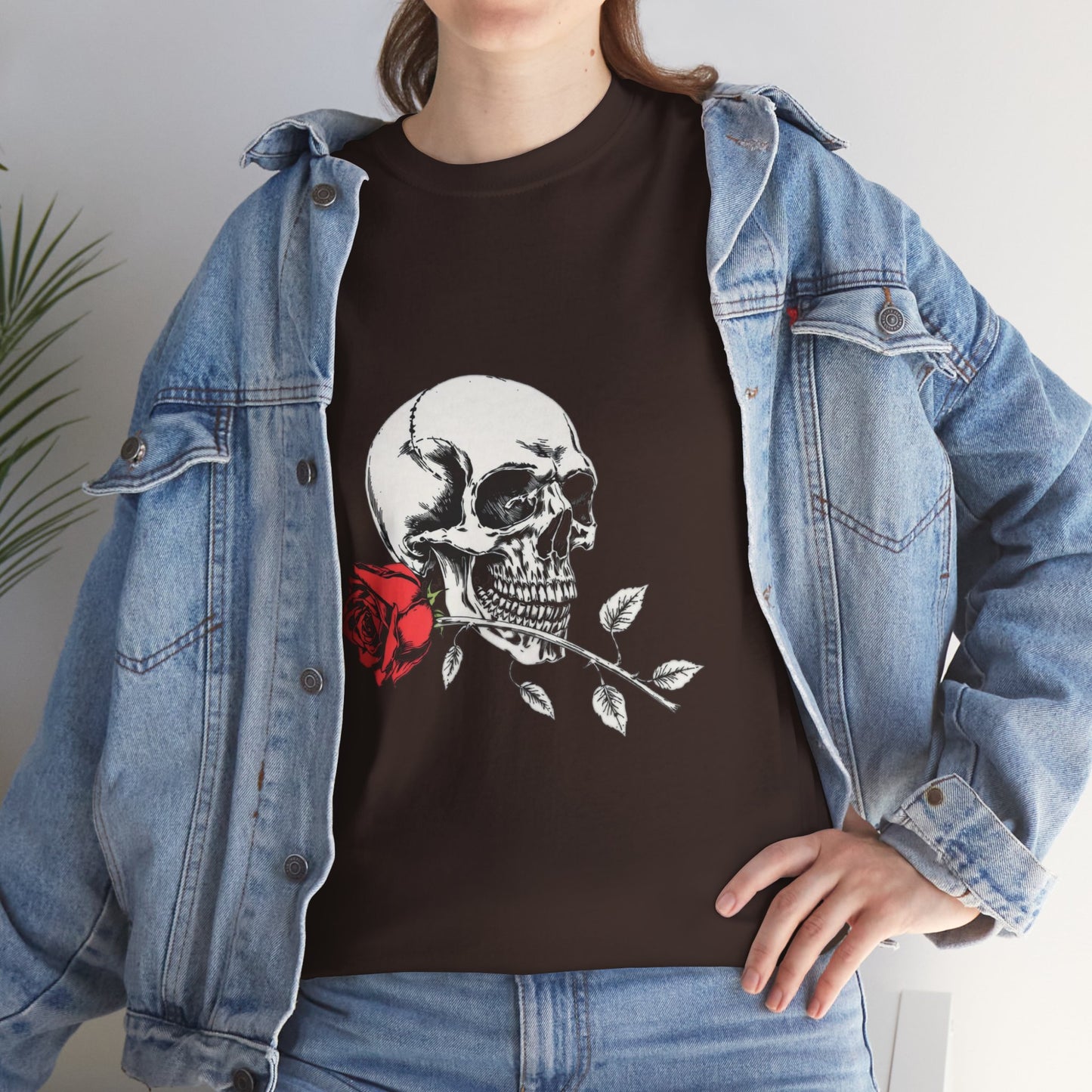 Skelly Goth Skull And Rose Unisex Heavy Cotton Tee