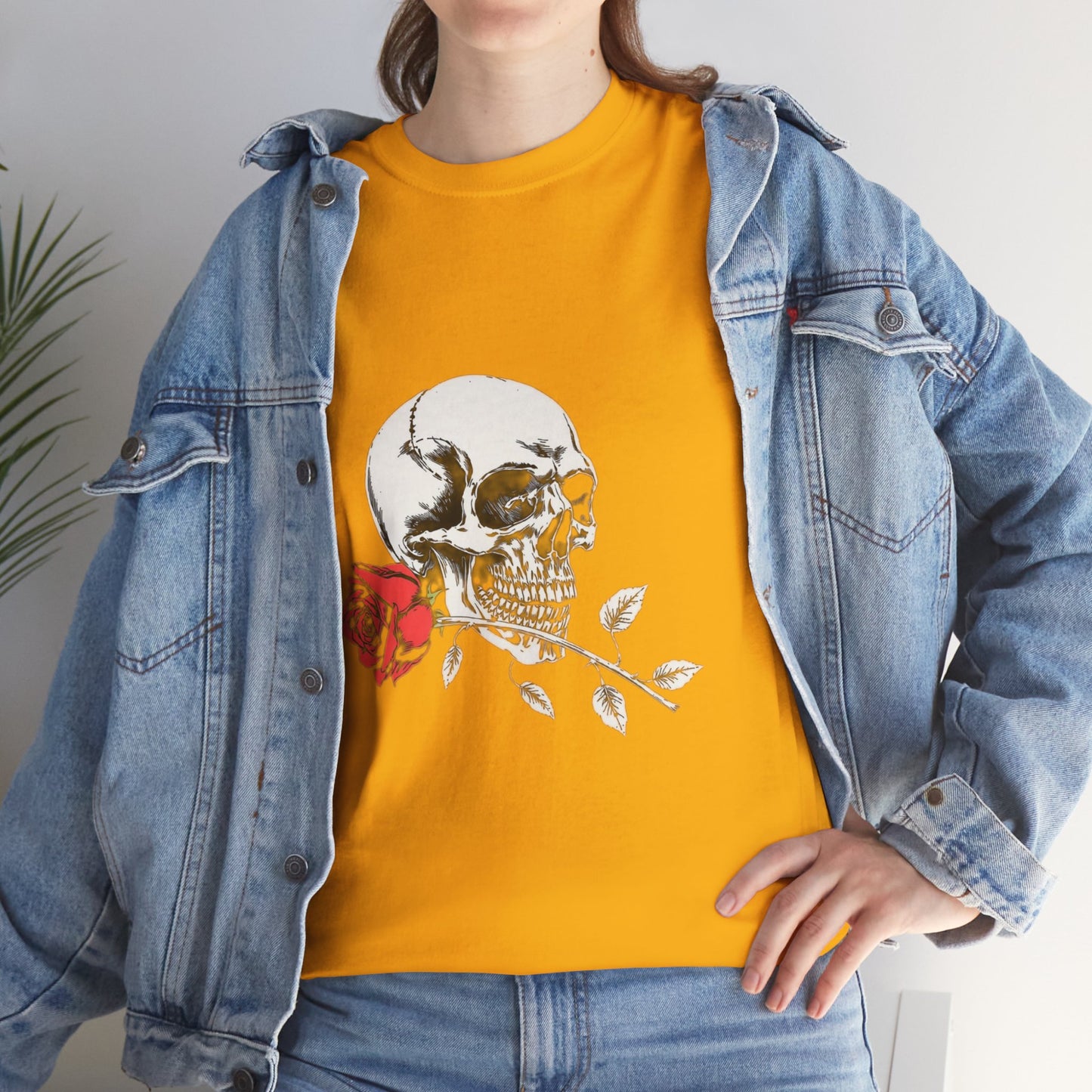 Skelly Goth Skull And Rose Unisex Heavy Cotton Tee