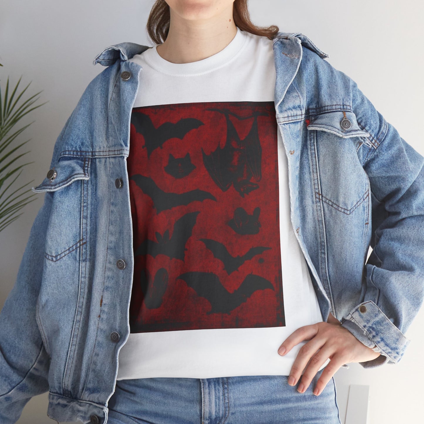 Moody Tee Gothic Bat Print Unisex Heavy Cotton Tee