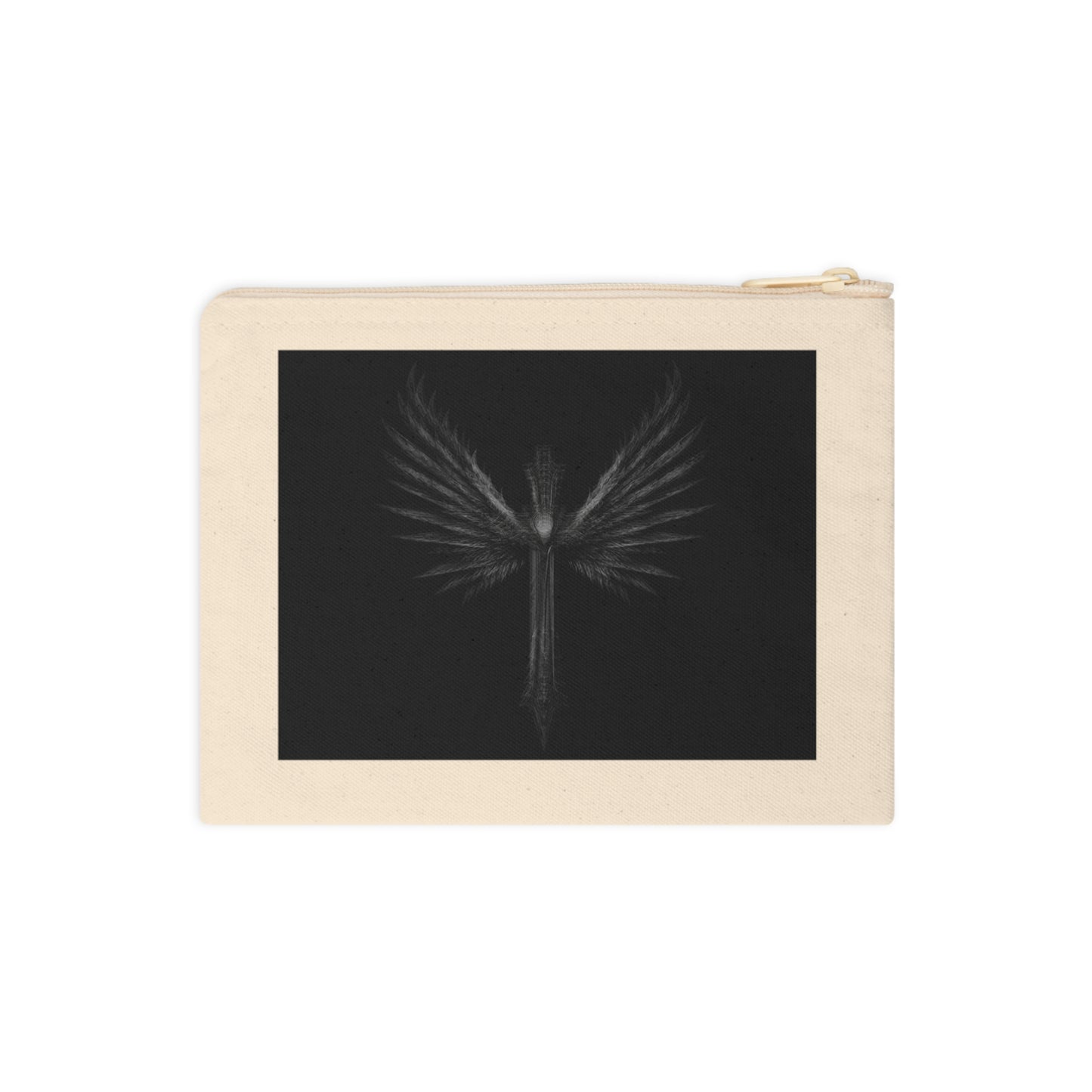 Elegant Black Winged Cross Zipper Pouch