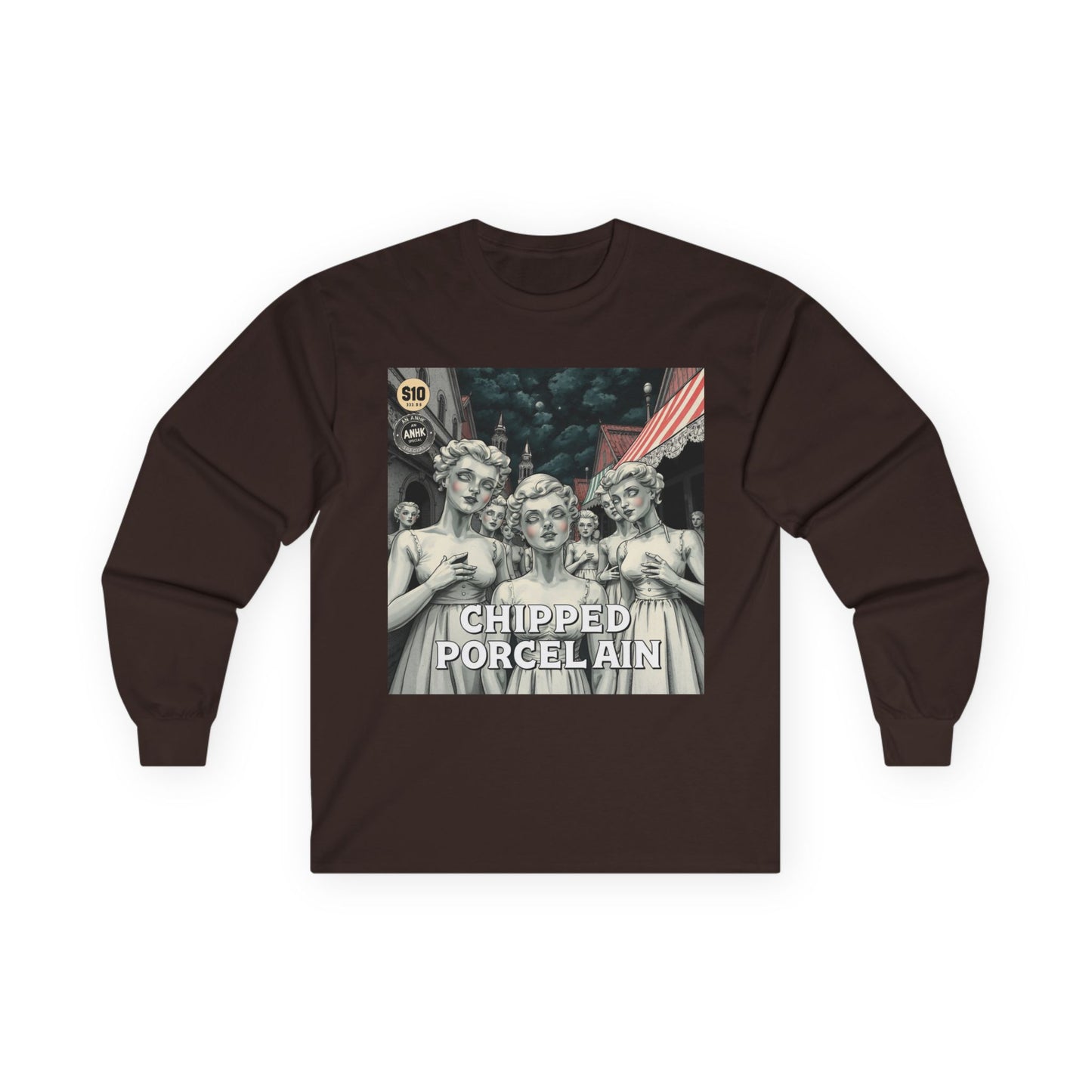 Vintage Comic Cover Chipped Porcelain Long Sleeve Tee