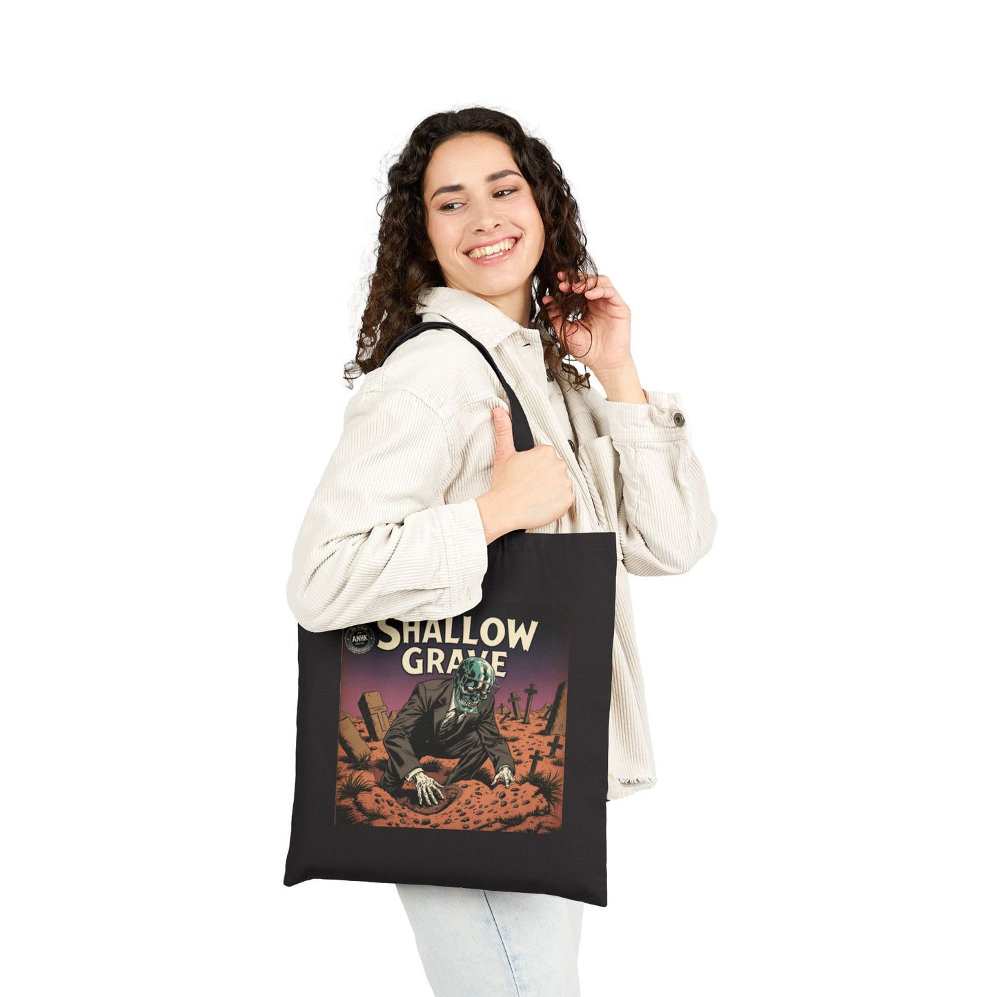 Spooky Shallow Grave Canvas Tote Bag - Eco-Friendly Tote