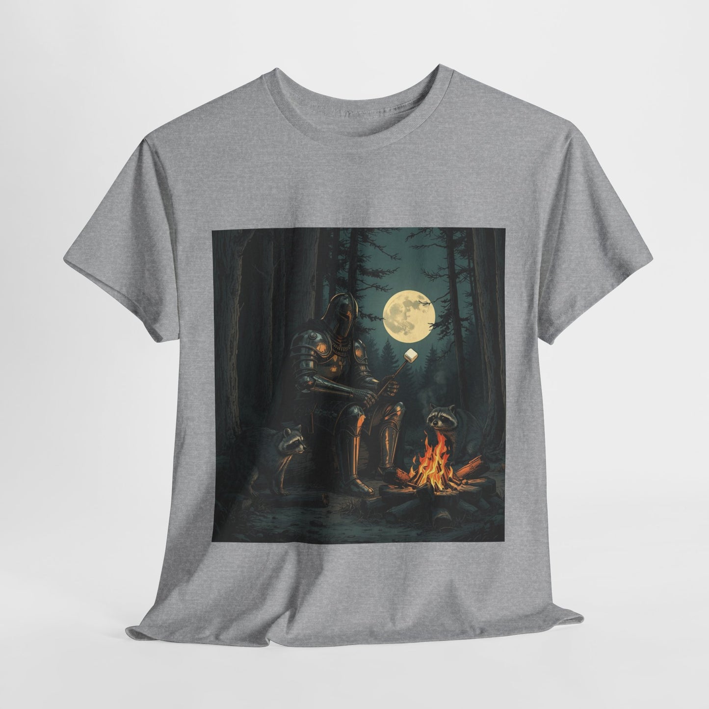 Vintage Comic Cover Knight Of Marshmallows Moonlit Campfire Unisex Tee