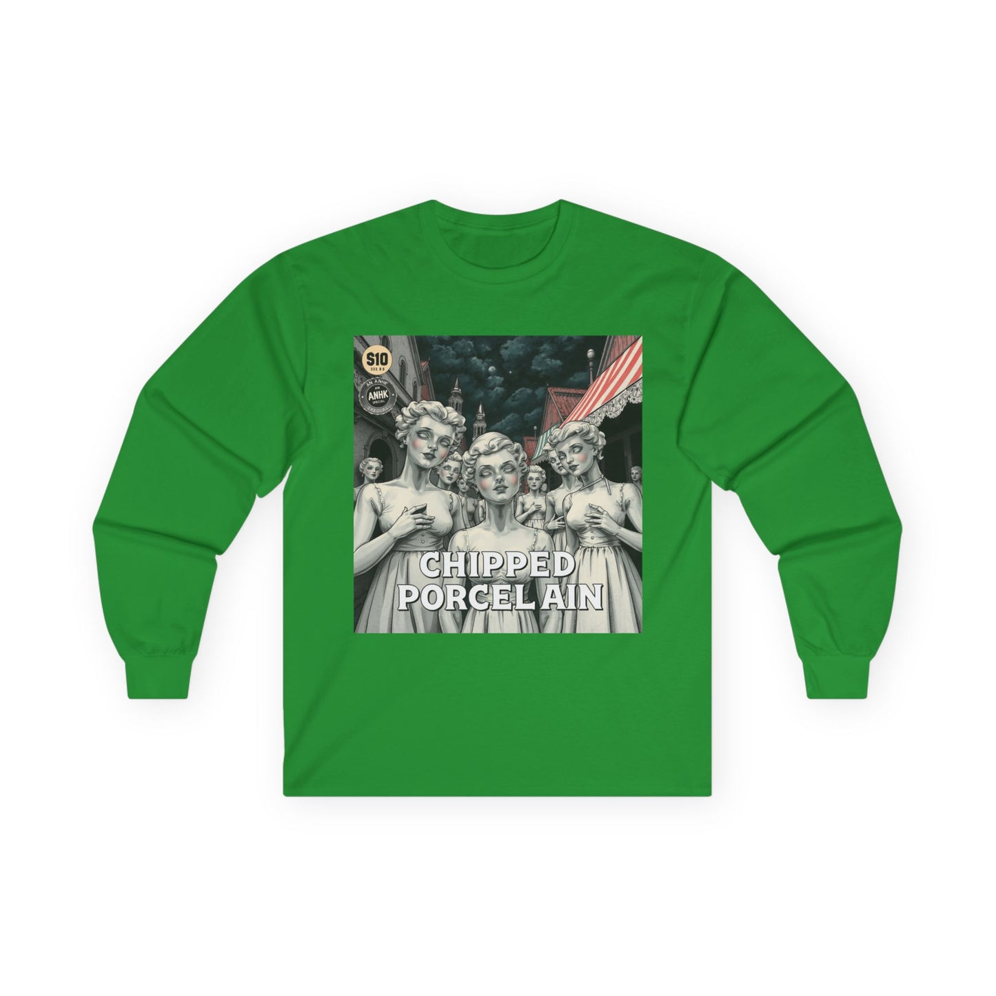 Vintage Comic Cover Chipped Porcelain Long Sleeve Tee
