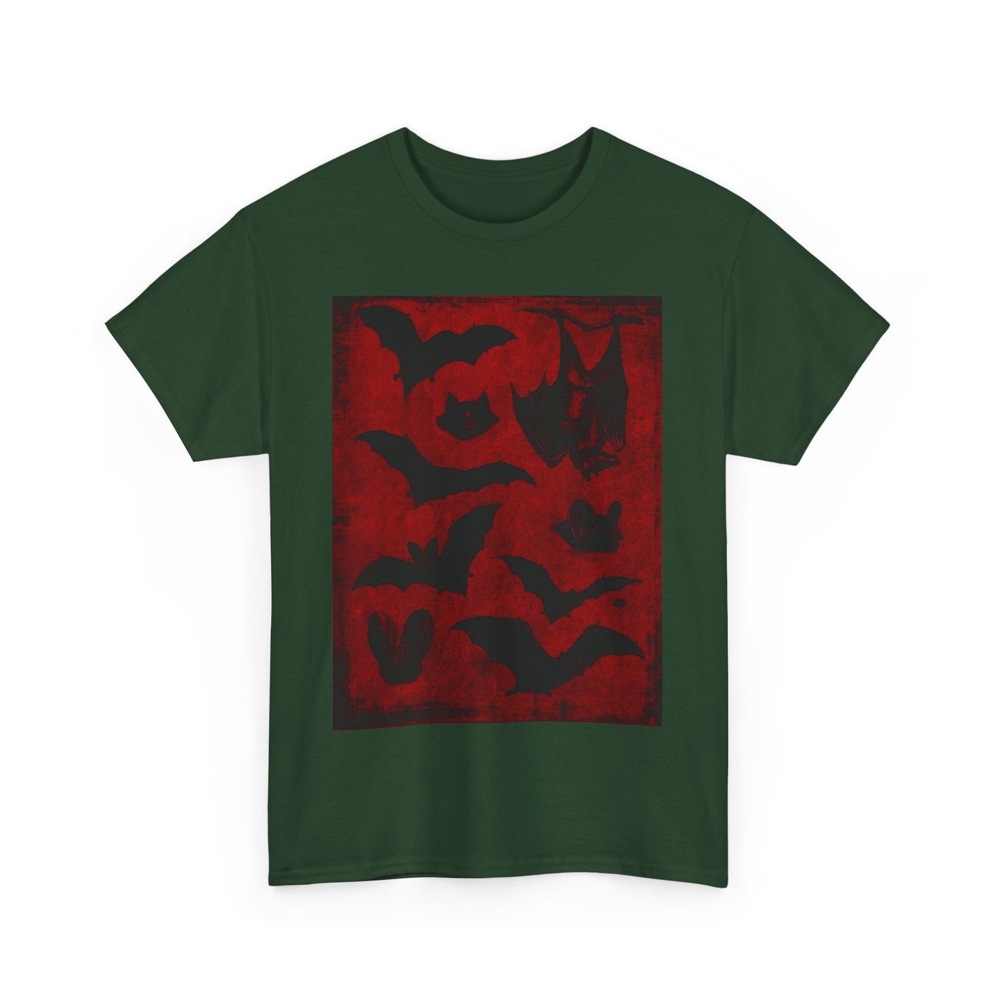 Moody Tee Gothic Bat Print Unisex Heavy Cotton Tee