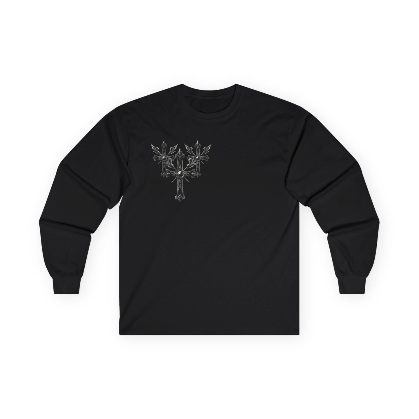 Gothic Y2k Unisex Long Sleeve Tee with Cross Design