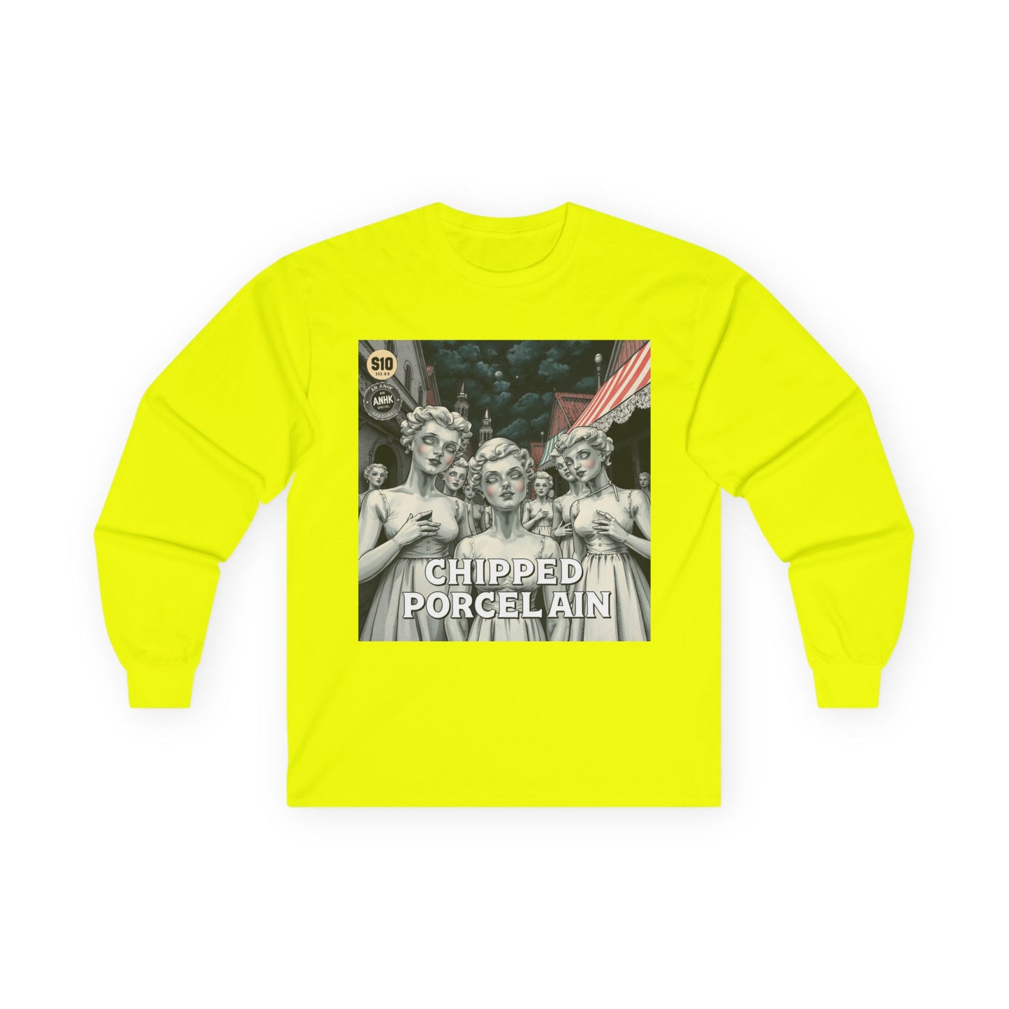 Vintage Comic Cover Chipped Porcelain Long Sleeve Tee