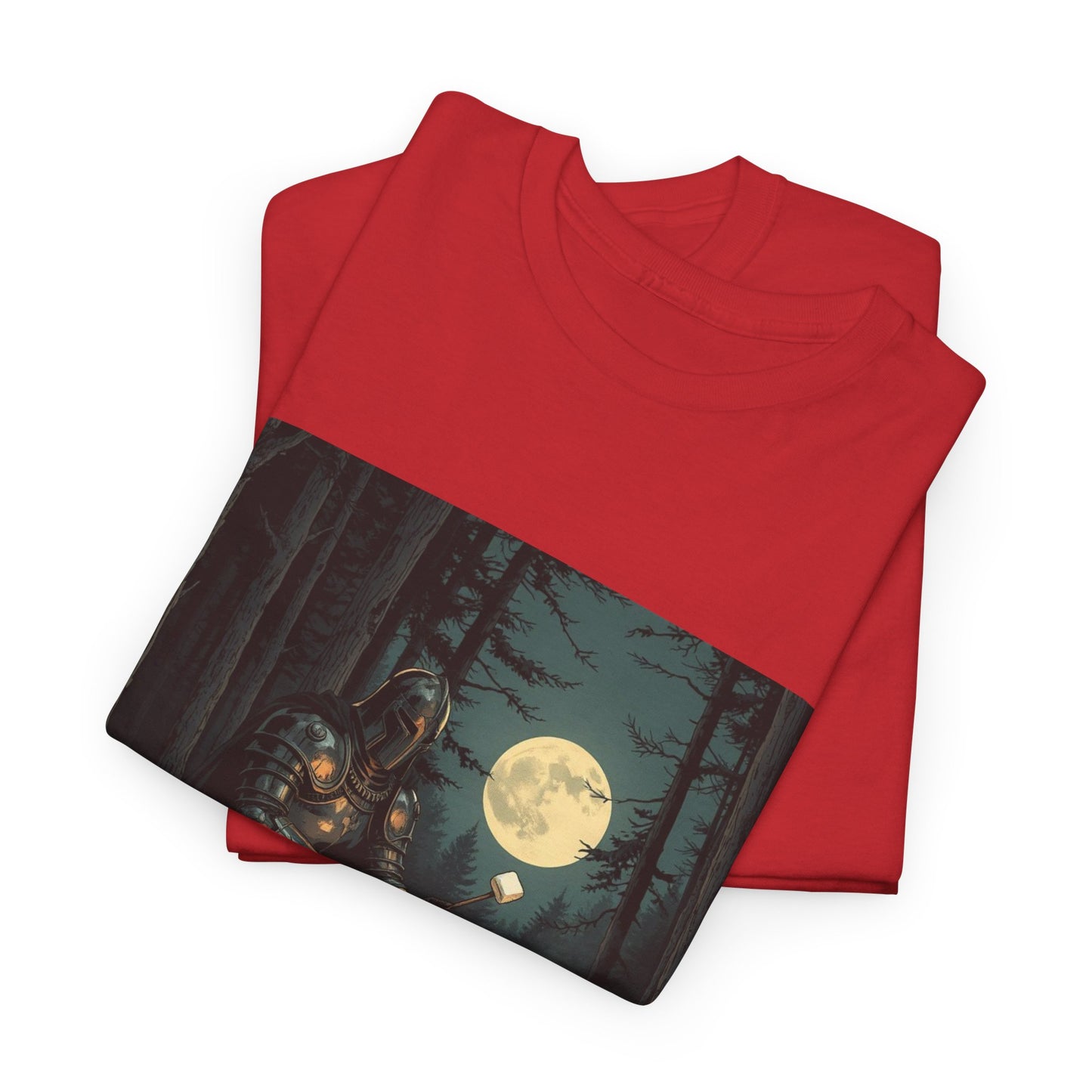Vintage Comic Cover Knight Of Marshmallows Moonlit Campfire Unisex Tee
