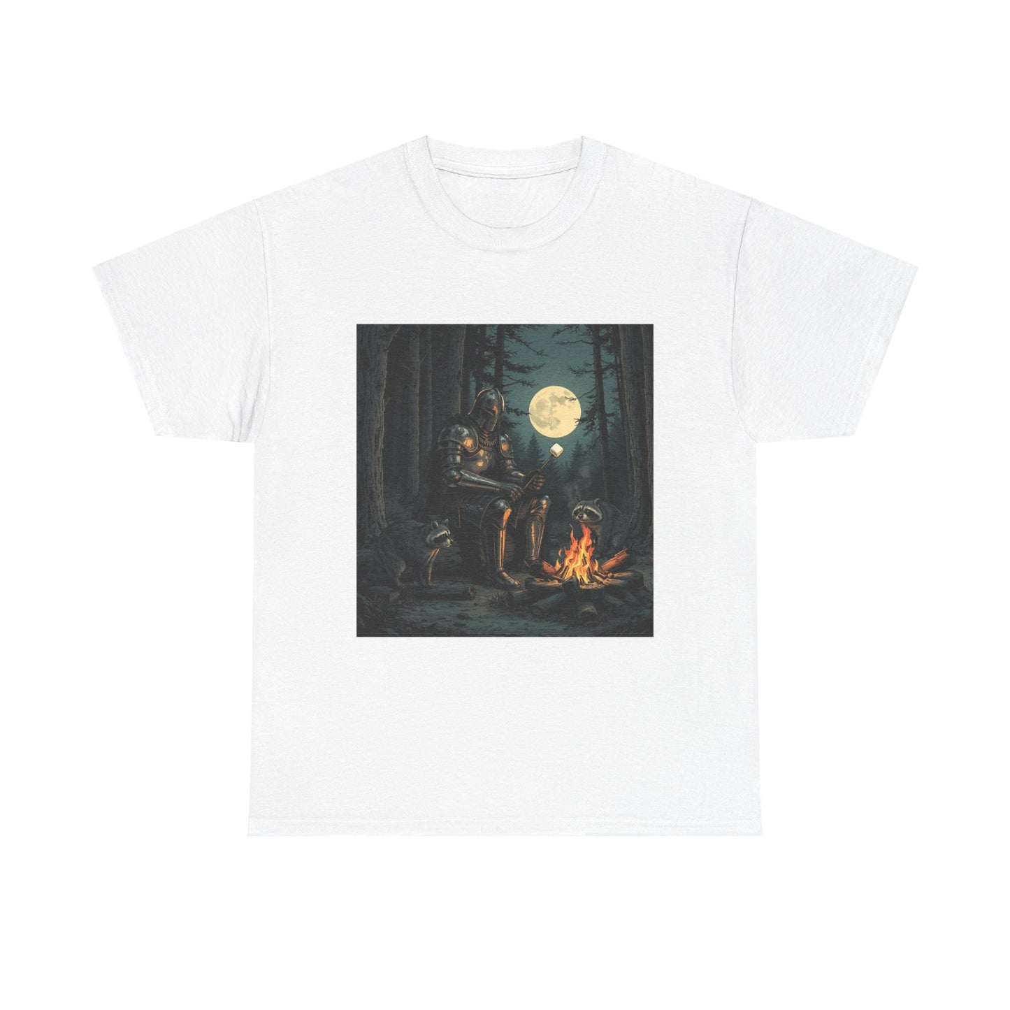 Vintage Comic Cover Knight Of Marshmallows Moonlit Campfire Unisex Tee