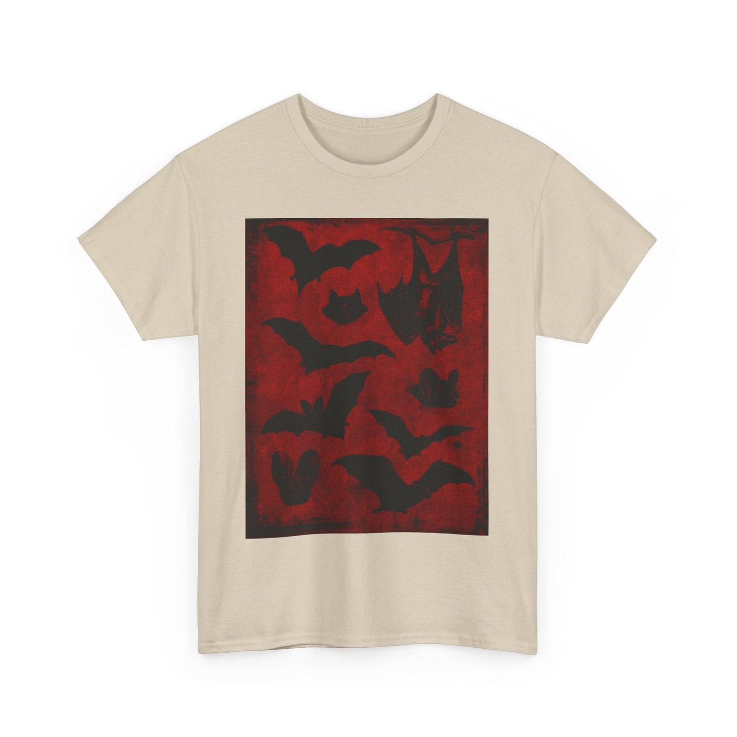 Moody Tee Gothic Bat Print Unisex Heavy Cotton Tee