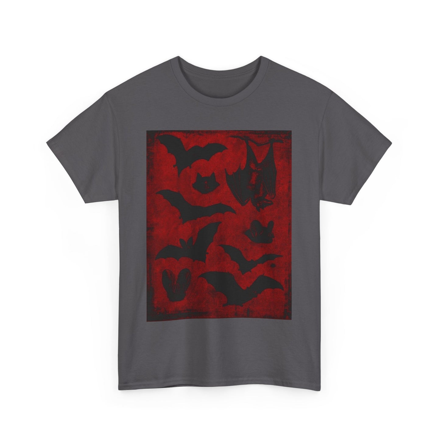 Moody Tee Gothic Bat Print Unisex Heavy Cotton Tee