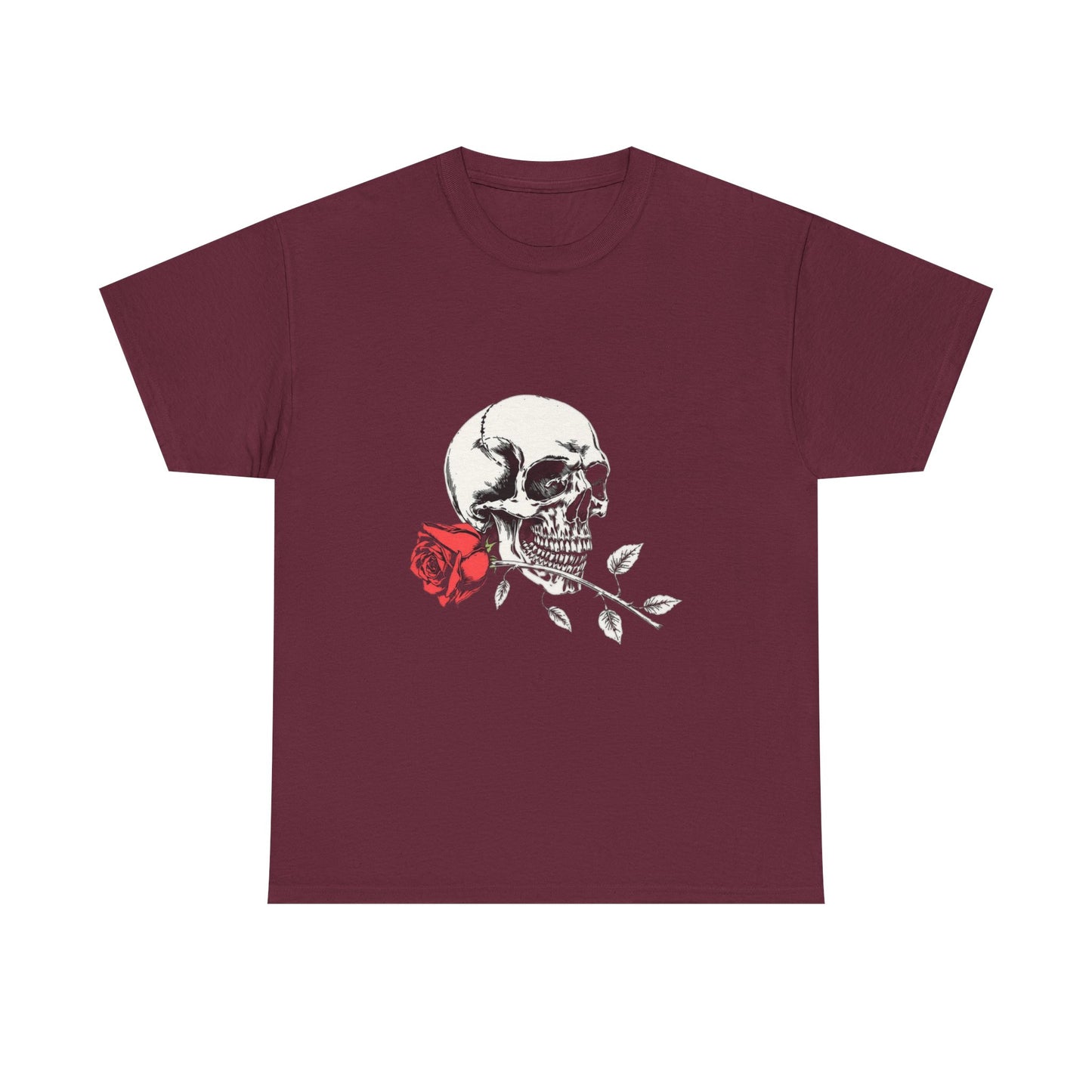 Skelly Goth Skull And Rose Unisex Heavy Cotton Tee