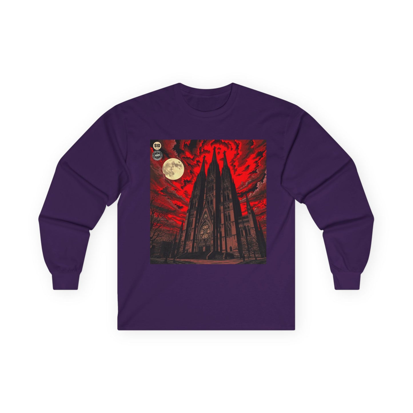 Moody Tee Gothic Moonrise Cathedral Long Sleeve Tee