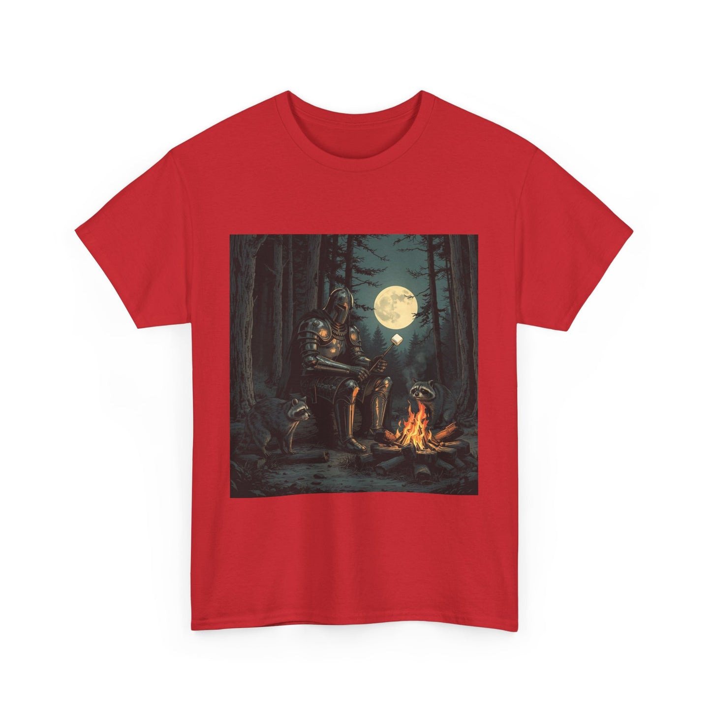 Vintage Comic Cover Knight Of Marshmallows Moonlit Campfire Unisex Tee
