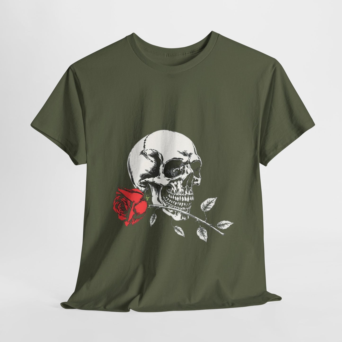 Skelly Goth Skull And Rose Unisex Heavy Cotton Tee