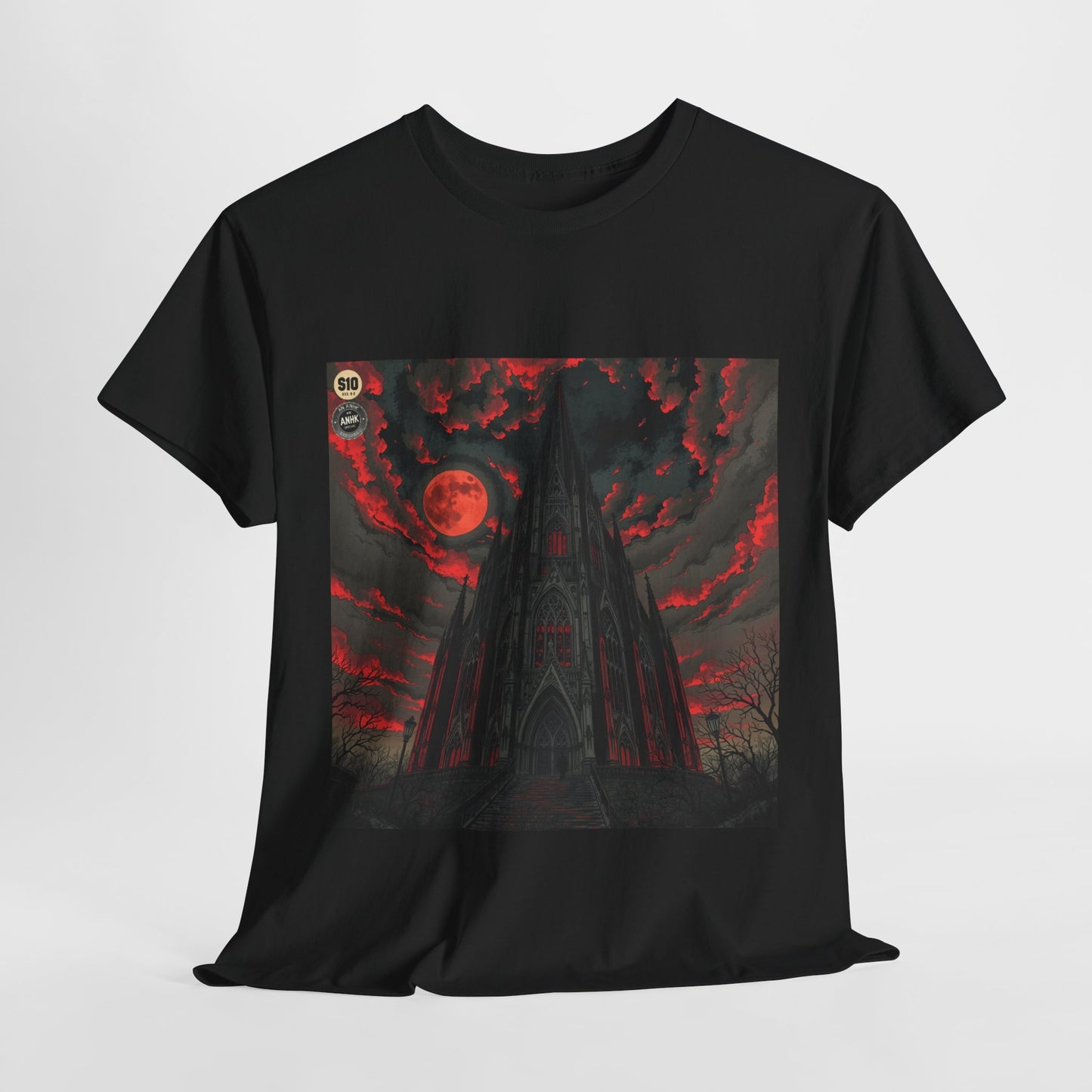 Gothic Cathedral Comic Cover Art Unisex Heavy Cotton Tee